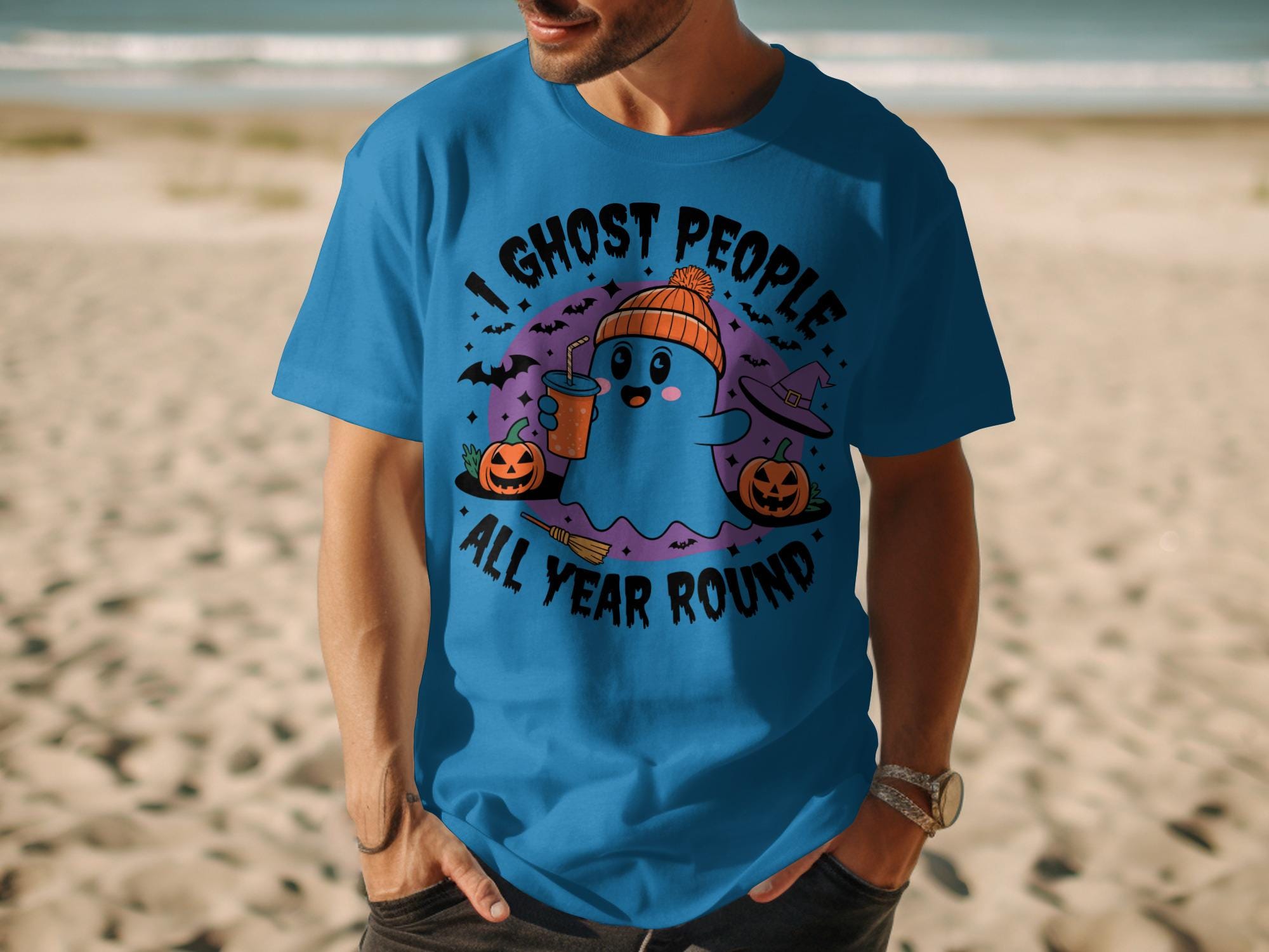 I Ghost People All Year Round Shirt, Funny Ghost Halloween T-Shirt, Cute Ghost Tee, Spooky Season, Unisex Halloween Apparel
