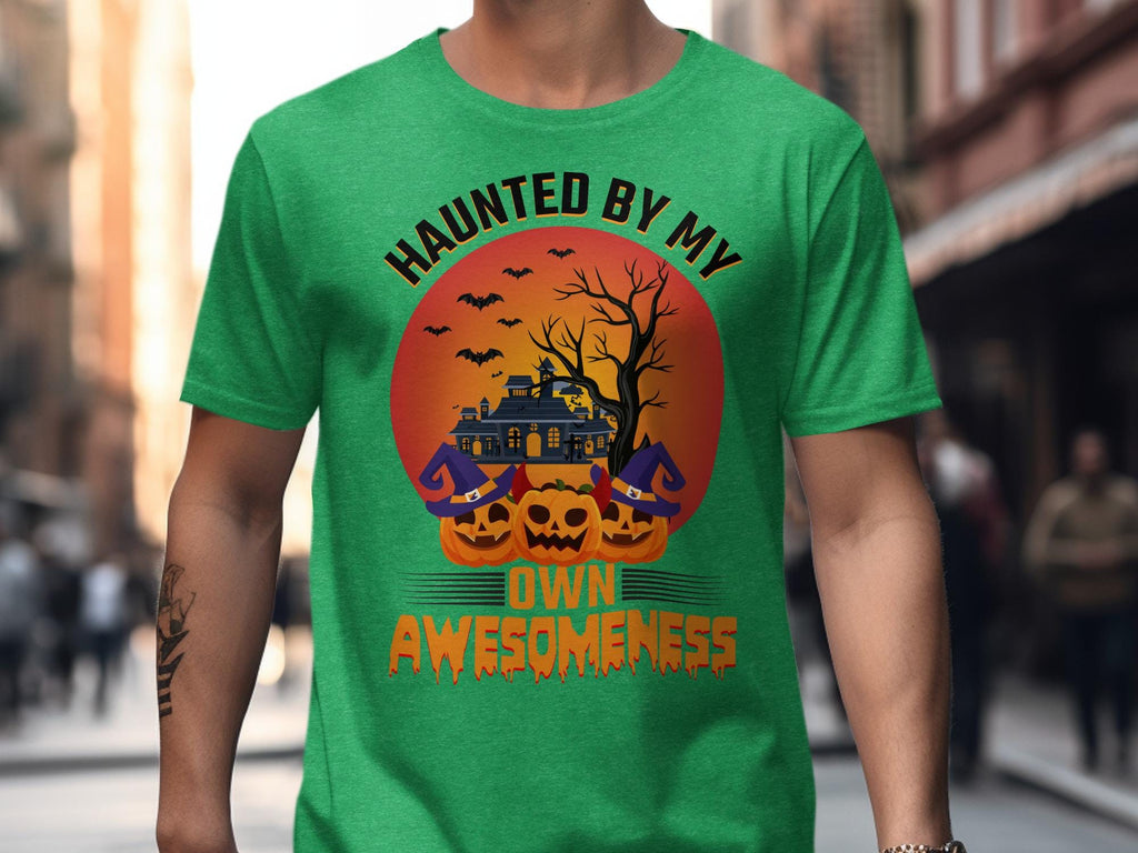 Haunted by My Own Awesomeness Halloween Shirt, Spooky Haunted House T-Shirt, Funny Halloween Graphic Tee, Halloween Party Outfit