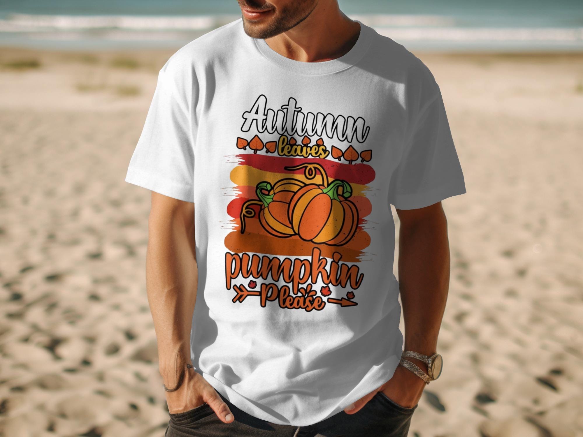 Autumn Leaves Pumpkin Please Shirt, Fall Themed Graphic Tee, Seasonal Harvest Design, Casual Beachwear, Thanksgiving Outfit