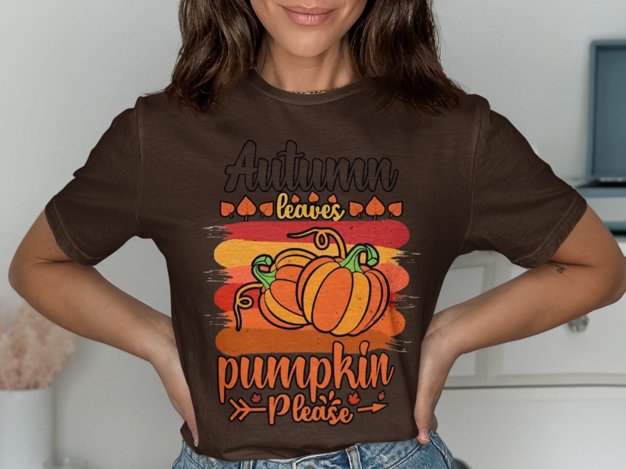 Autumn Leaves Pumpkin Please Shirt, Fall Graphic Tee, Pumpkin Themed Fall Shirt, Thanksgiving T-Shirt, Cute Autumn Apparel