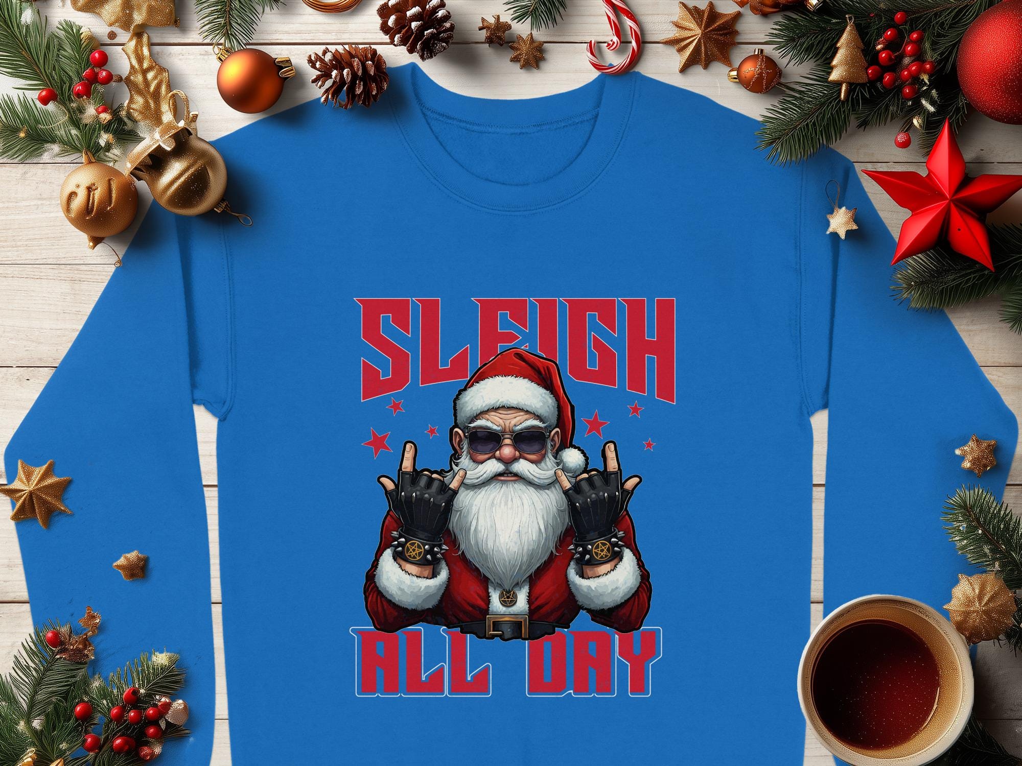 Sleigh All Day Santa Christmas Sweatshirt, Funny Santa Shirt, Holiday Season Sweater, Cute Festive Winter Top, Xmas Gift for Him