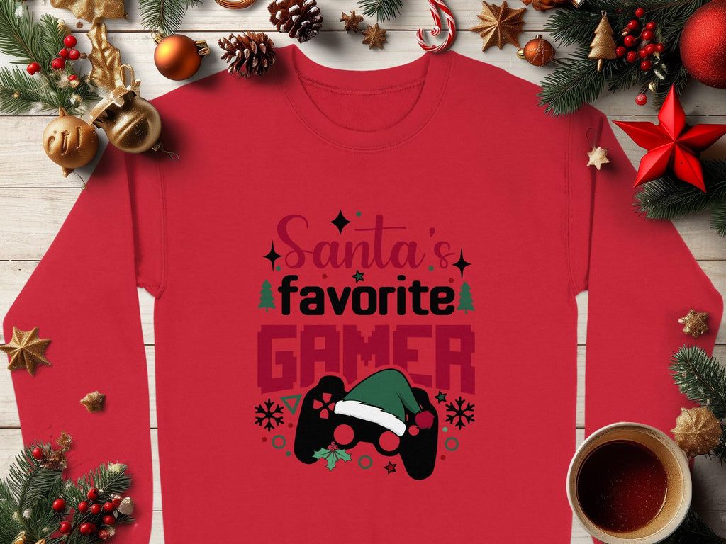 Santas favorite gamer holiday sweater, Christmas gamer shirt, festive gaming sweatshirt, holiday gift for gamers, Christmas joy
