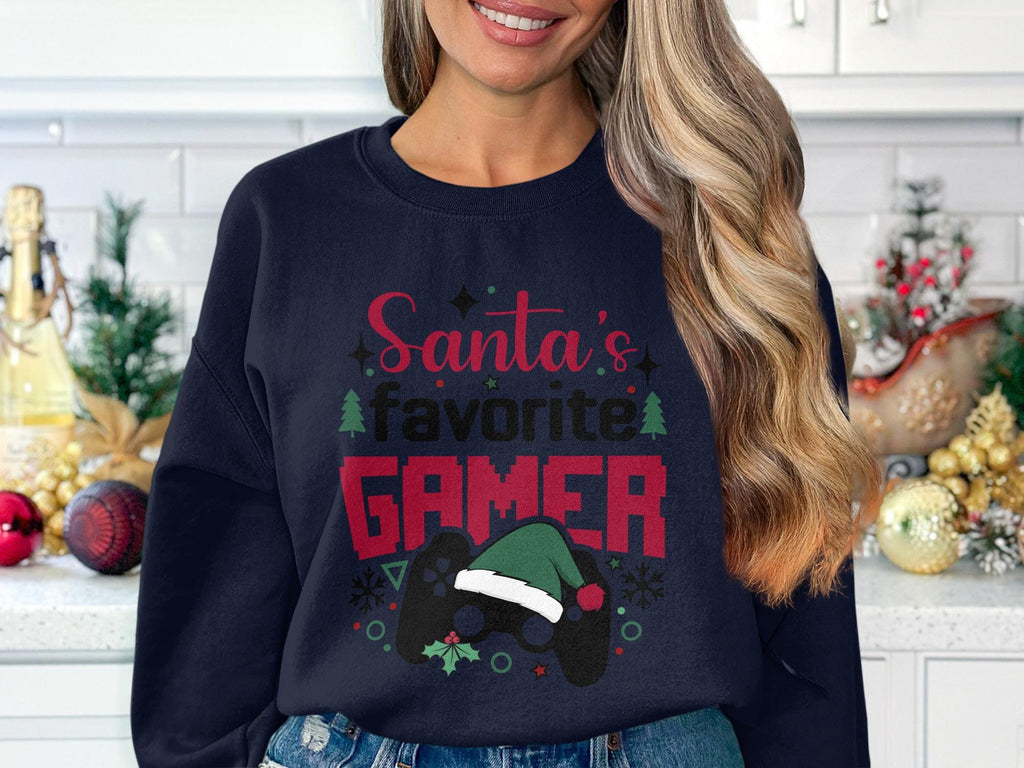 Santas Favorite Gamer Sweatshirt, Christmas Gaming Sweater, Holiday Gamer Gift, Funny Santa Gamer Shirt, Cozy Christmas sweatshirt