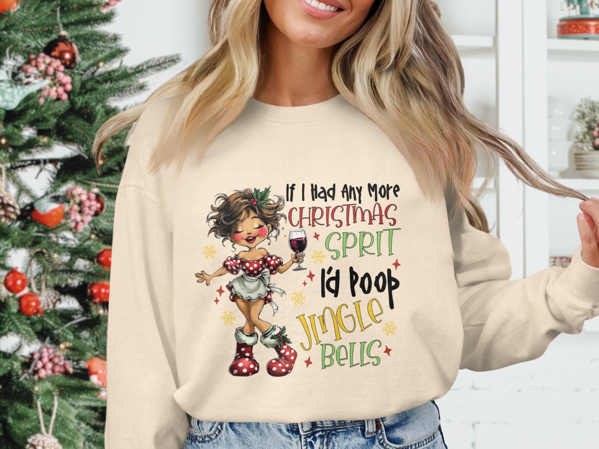 Funny Christmas Sweatshirt, Cute Holiday Sweater, Wine Lover Christmas Outfit, Funny Christmas Quote, Festive Apparel, Jingle Bells