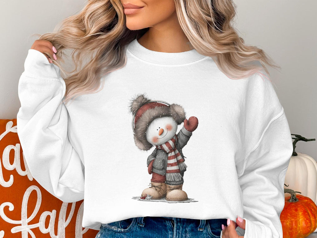 Christmas Snowman Sweatshirt, Cute Winter Apparel, Festive Holiday Sweater, Snowman Graphic Pullover, Cozy Winter Clothing
