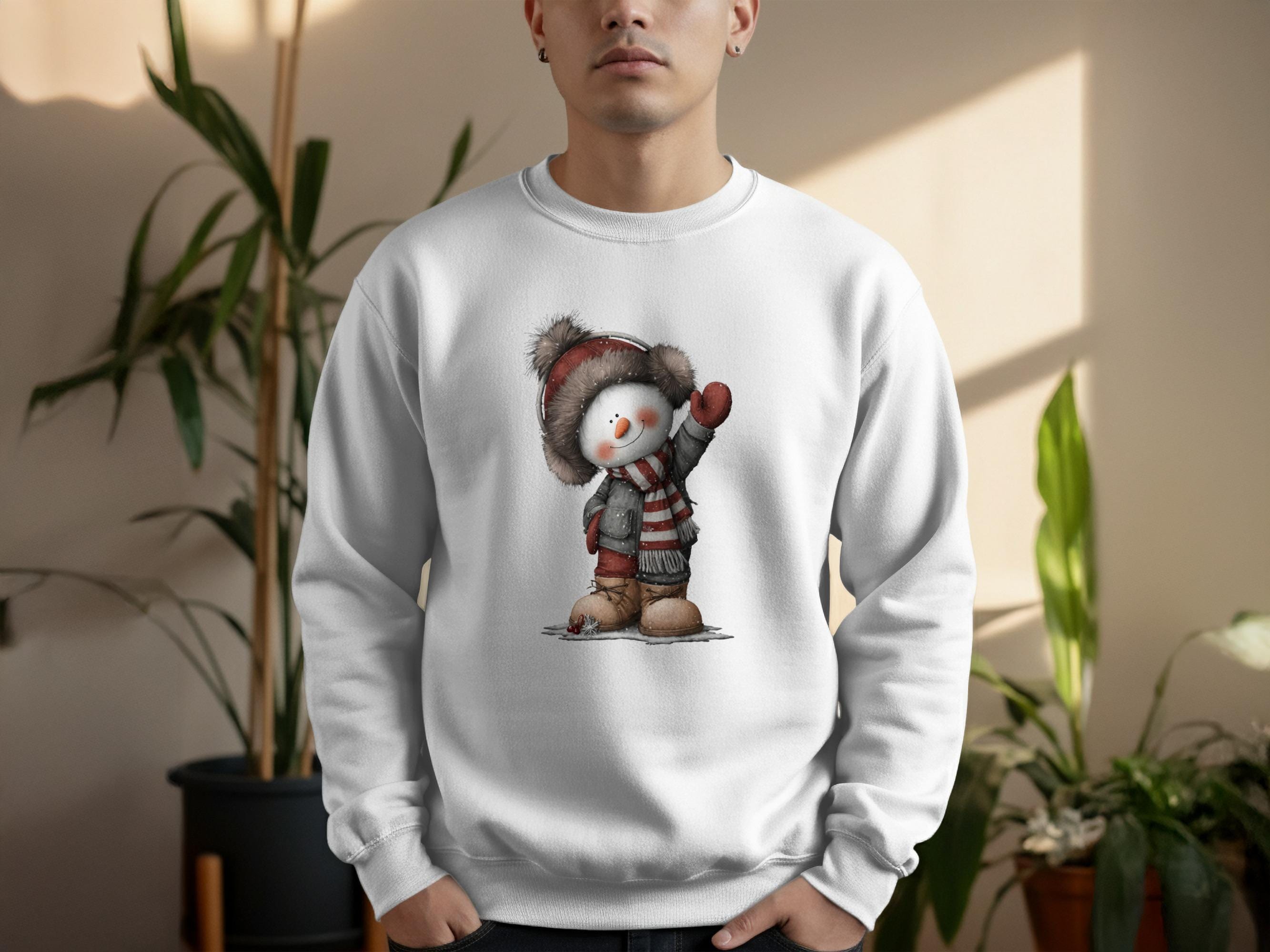 Snowman Graphic Sweatshirt, Holiday Crewneck, Cute Winter Apparel, Christmas Snowman Design, Festive Pullover, Winter Clothing