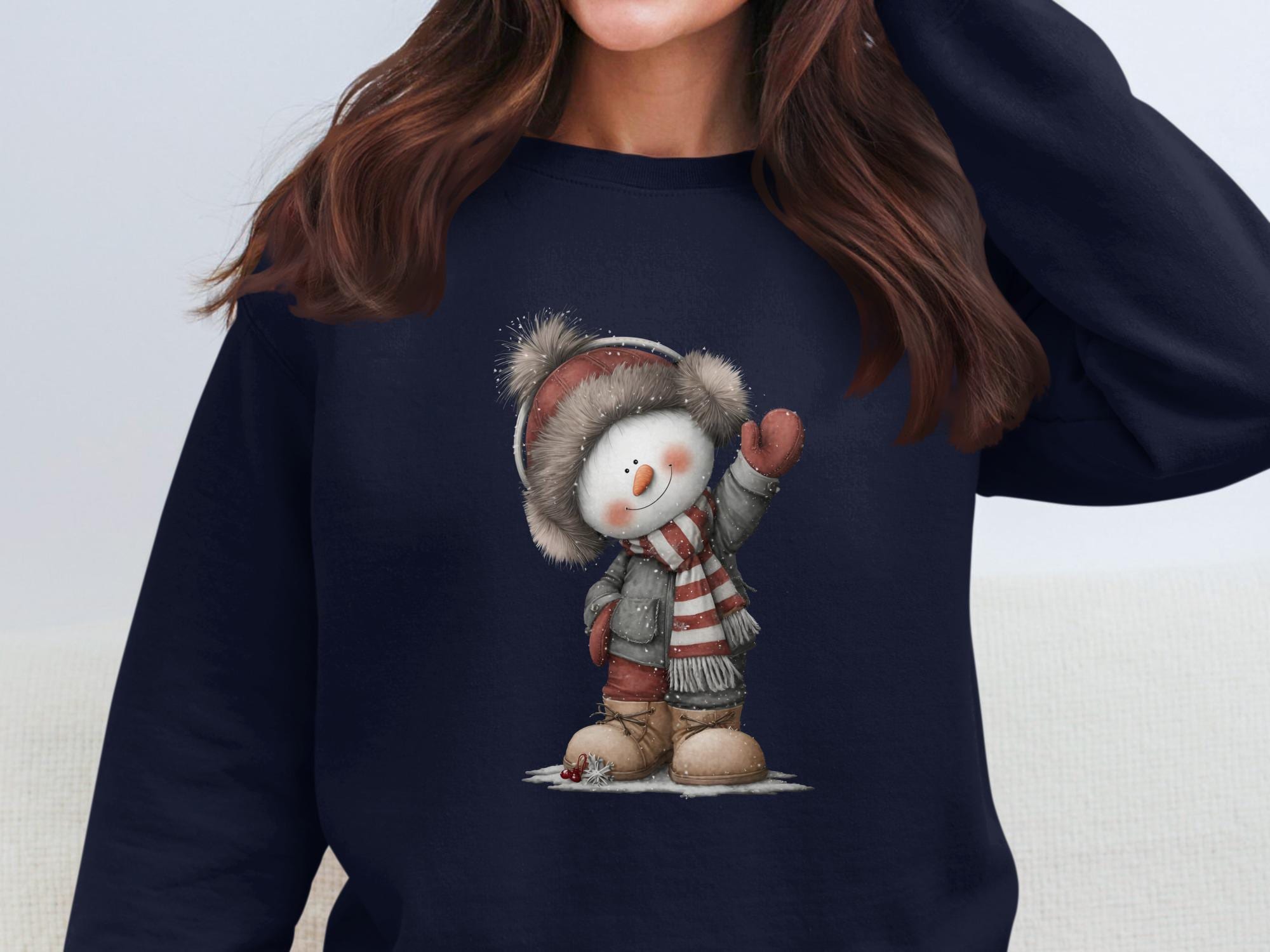 Christmas snowman sweatshirt, cute winter sweater, holiday apparel, cozy snowman pullover, festive clothing, Xmas gift idea