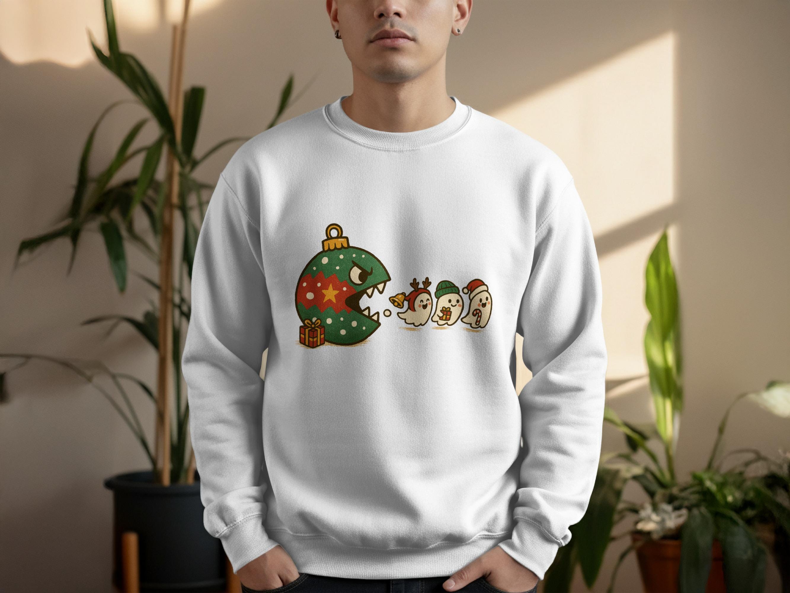 Christmas Ornament Monster Sweatshirt, Cute Holiday Character Crewneck, Festive Winter Apparel, Fun Christmas Gift Sweater