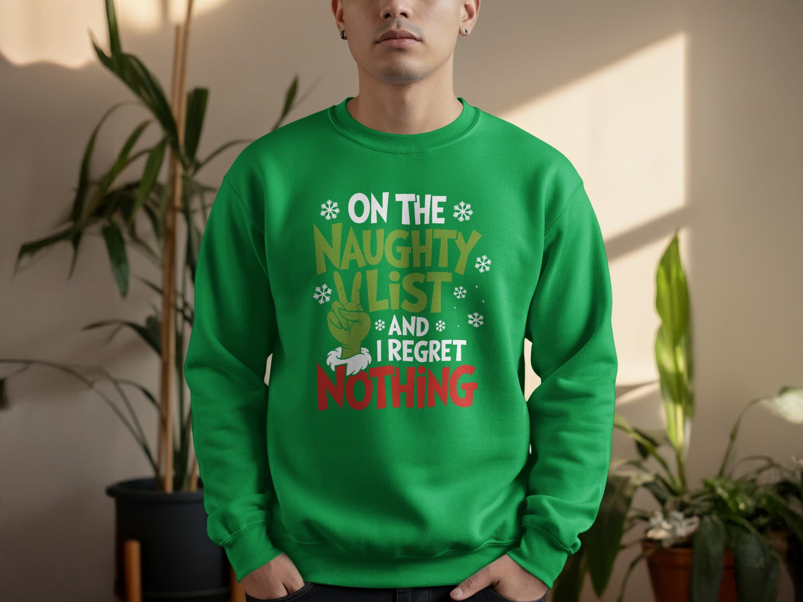 Naughty List Christmas Sweatshirt, Funny Holiday Sweater, Festive Xmas Apparel, Ugly Christmas Party Outfit, Gift for Men Women