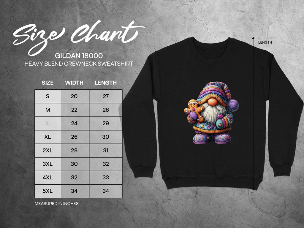 Cute Gnome Sweatshirt, Cozy Crewneck, Gildan 18000, Graphic Pullover, Winter Wear, Gift for Him, Her, Christmas Sweater