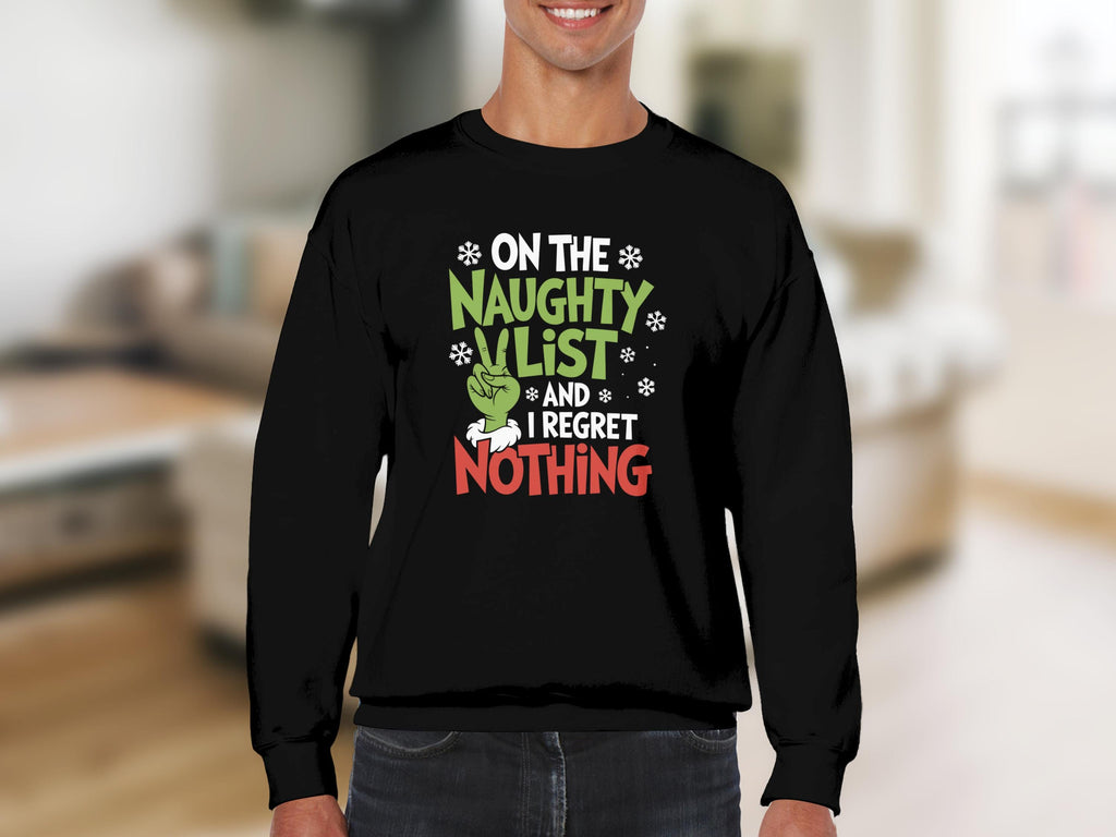 Naughty List Sweatshirt, Funny Christmas Sweater, Holiday Humor Shirt, Christmas Party Outfit, Xmas Gift for Him or Her