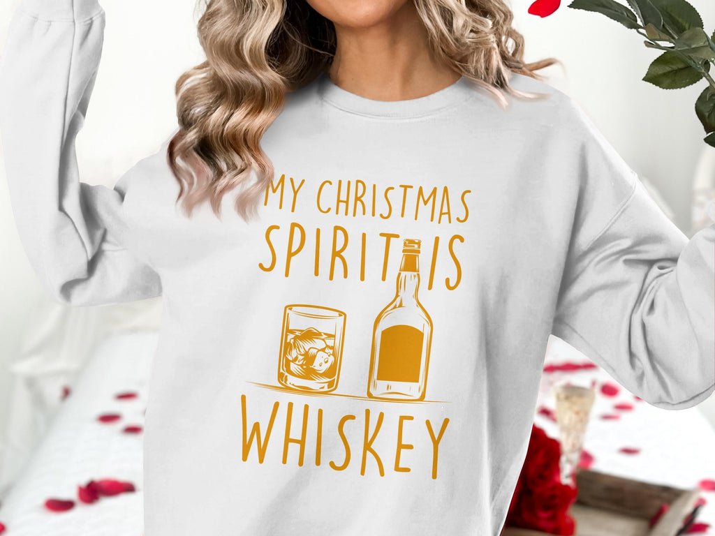 My Christmas Spirit Is Whiskey Shirt, Funny Christmas Whiskey Shirt, Holiday Drinking Shirt, Christmas Party Shirt, Whiskey Lover Shirt