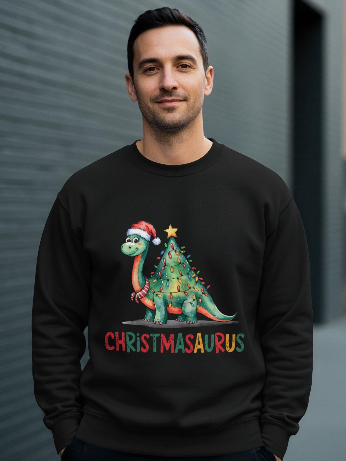 Christmasaurus Dinosaur Sweatshirt, Holiday Dino Sweater, Xmas Party Pullover, Funny Christmas Jumper, Festive Dinosaur Shirt