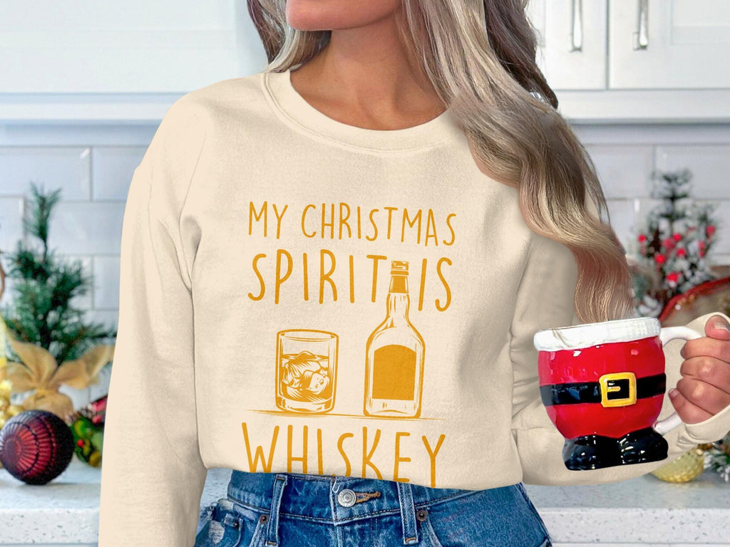 Christmas Whiskey Sweatshirt, Holiday Drinking Shirt, Funny Festive Sweater, Christmas Party Outfit, Ugly Christmas Sweater