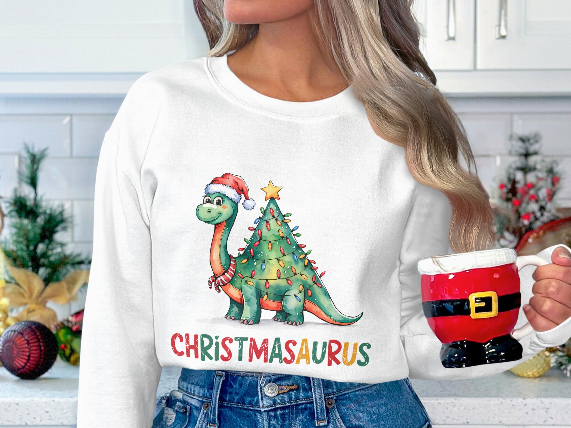 Christmas Dinosaur Sweatshirt, Fun Holiday Sweater, Cute Christmas Sweater, Christmasasaurus Shirt, Festive Dinosaur Shirt