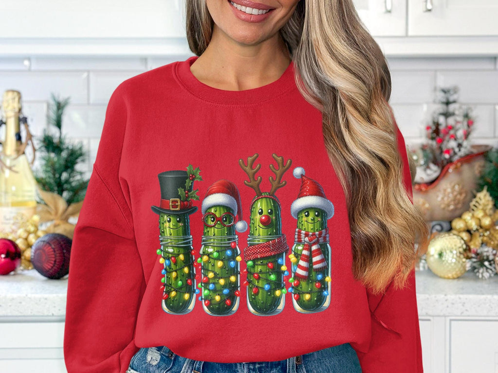 Christmas Pickle Sweatshirt, Fun Holiday Crewneck, Cute Festive Sweater, Quirky Xmas Outfits, Cozy Winter Apparel, Seasonal Gift Idea