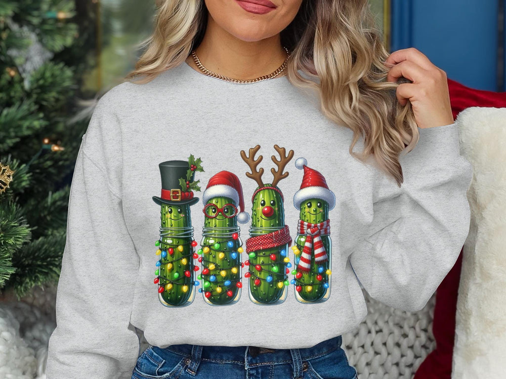 Christmas Pickle Sweatshirt, Cute Holiday Sweatshirt, Funny Christmas Shirt, Festive Pickle Clothing, Holiday Humor Top