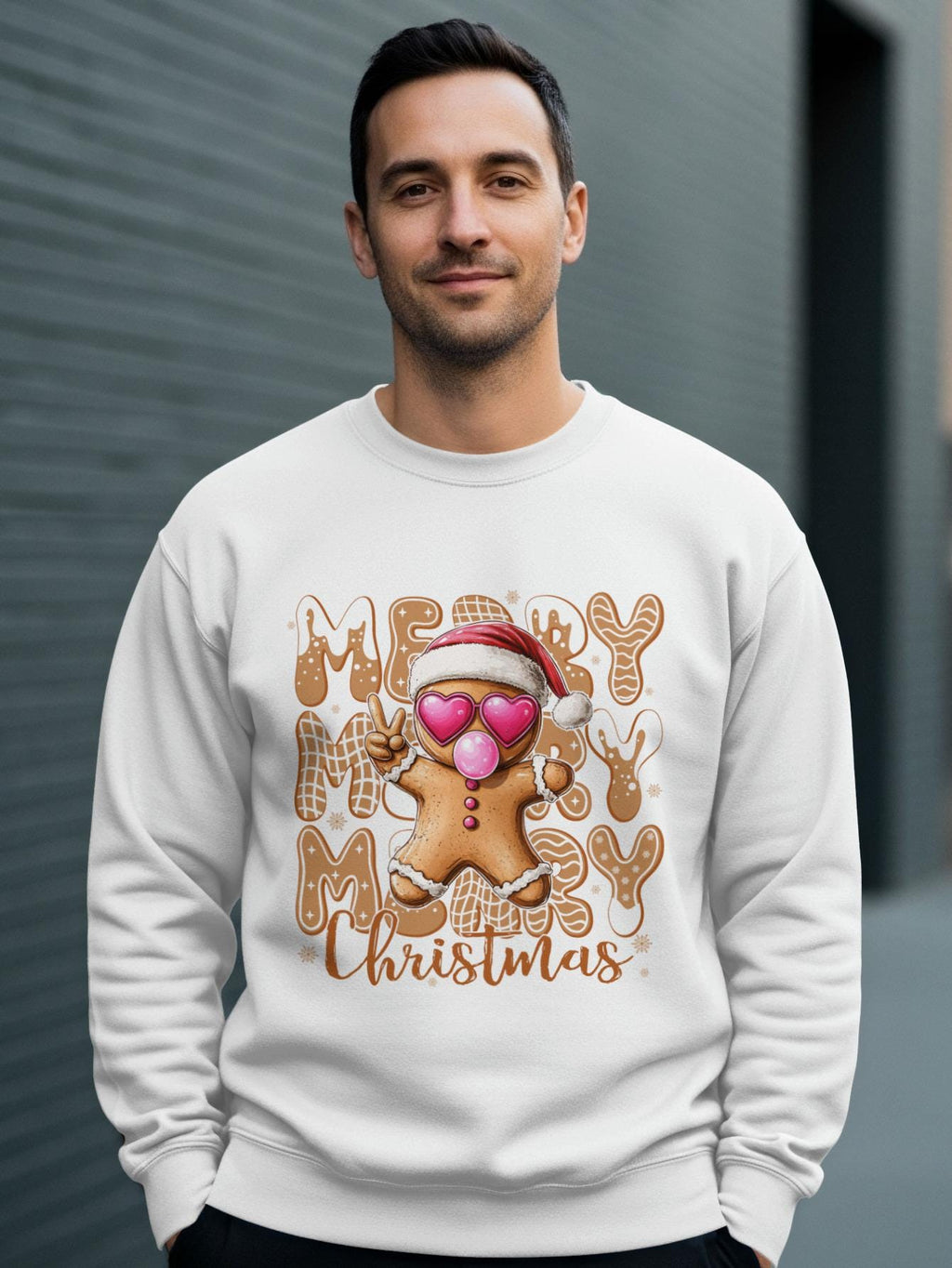 Merry Christmas Sweatshirt, Cute Gingerbread Man Design, Christmas Outfit, Fun Holiday Gift, Men&#39;s Christmas Sweater, Cozy Christmas Apparel