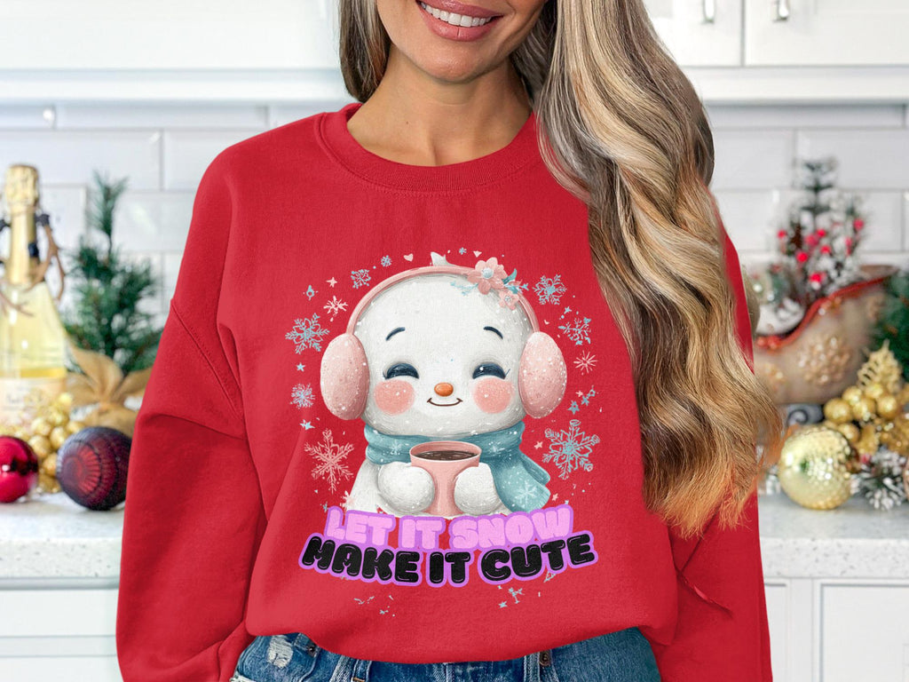 Let It Snow Sweatshirt, Cute Snowman Sweater, Christmas Holiday Jumper, Winter Season Pullover, Festive Cozy Outfit