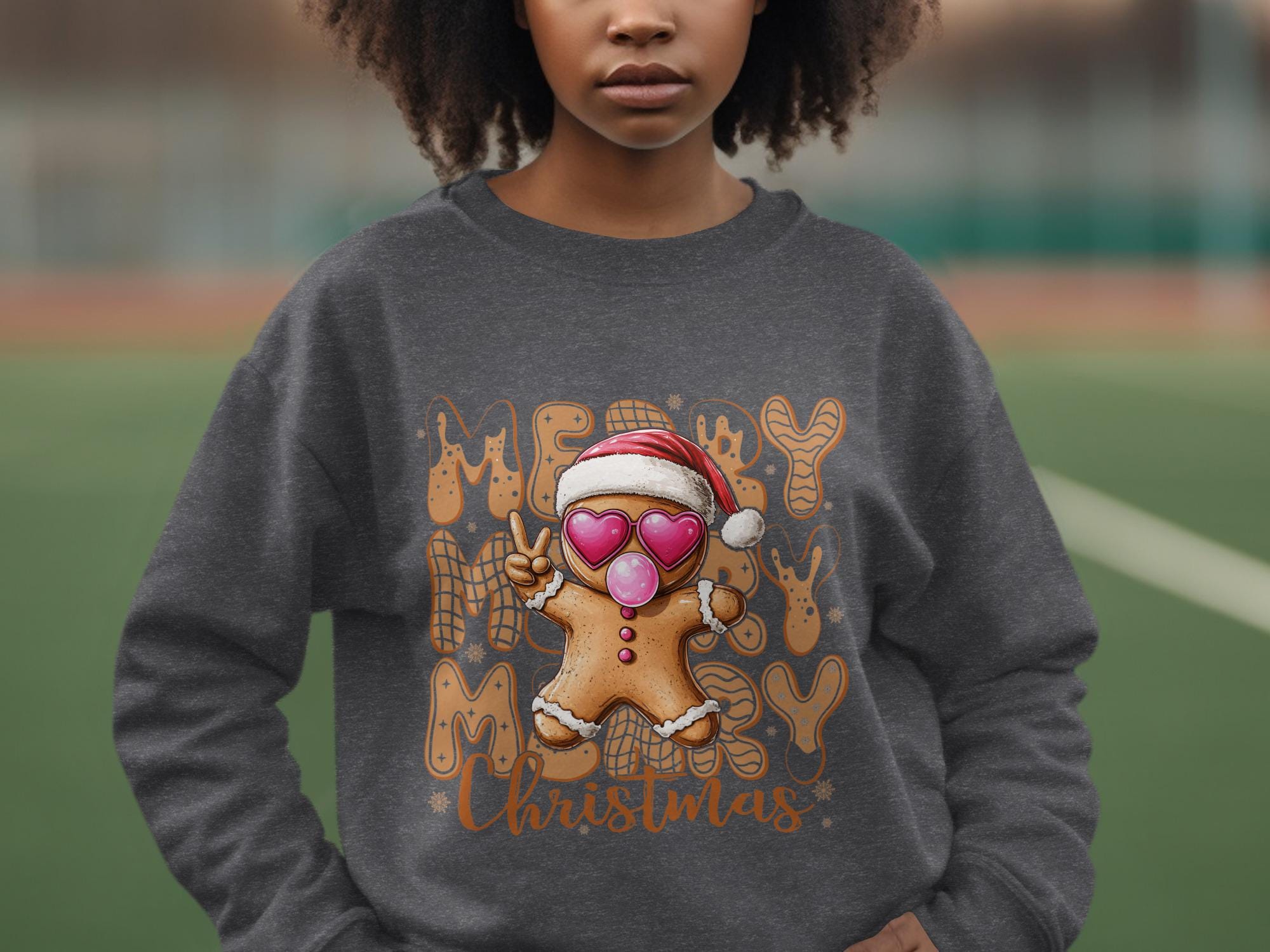 Merry Christmas Gingerbread Sweatshirt, Cute Holiday Sweater, Festive Gingerbread Shirt, Christmas Graphic Pullover