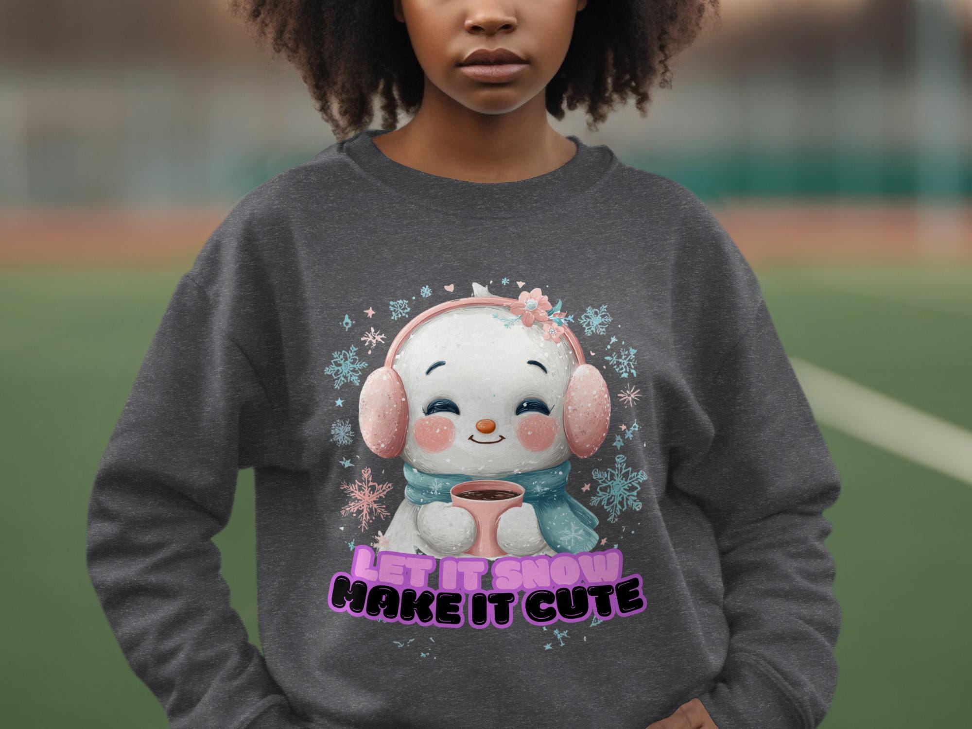 Cute Snowman Sweatshirt, Cozy Winter Pullover, Adorable Let It Snow Design, Cute Gift Idea, Warm Holiday Apparel for Winter