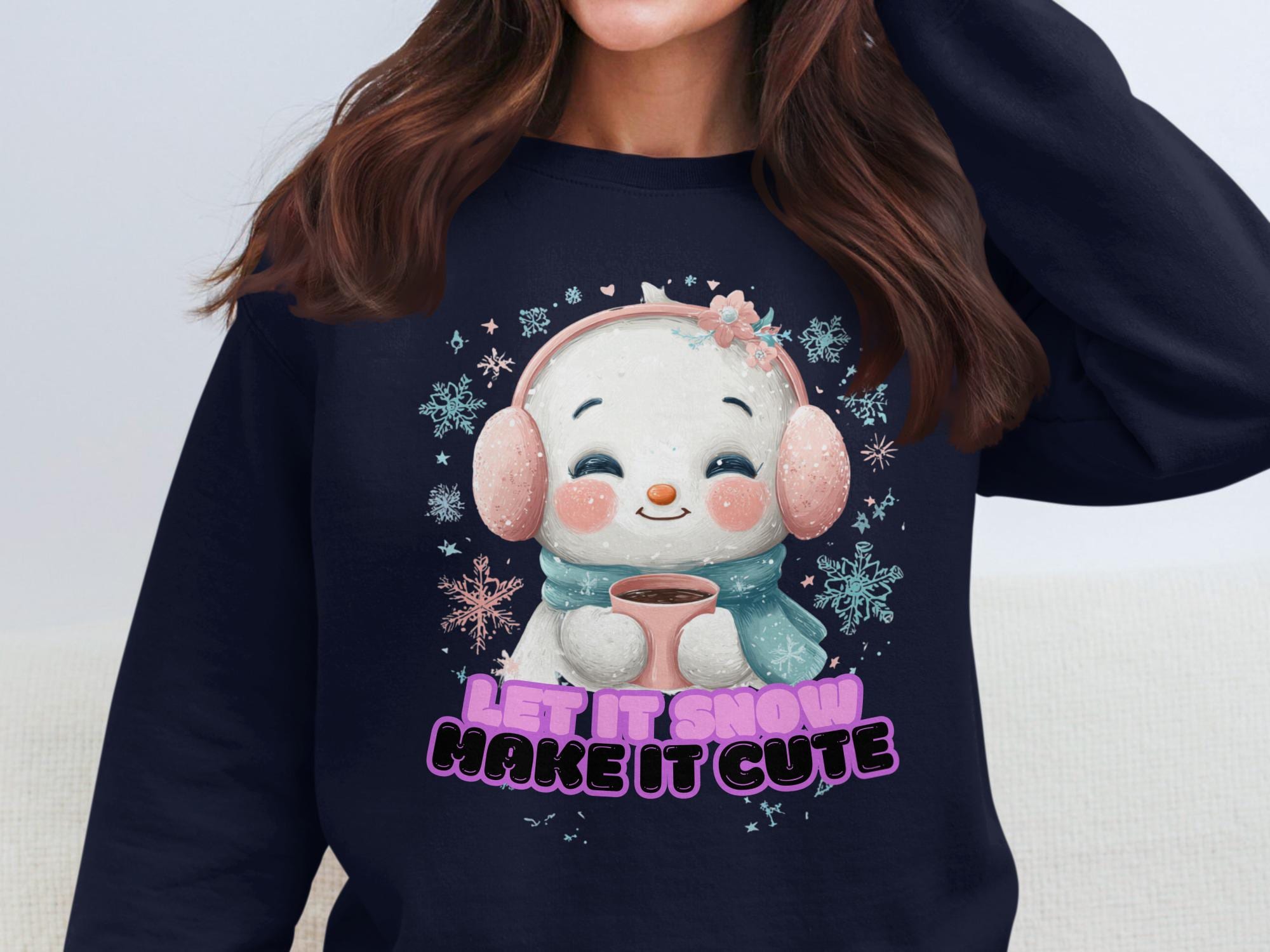 Cute Snowman Sweatshirt, Let It Snow Make It Cute Shirt, Winter Cozy Outfit, Cute Snowman Pullover, Holiday Cute Sweater