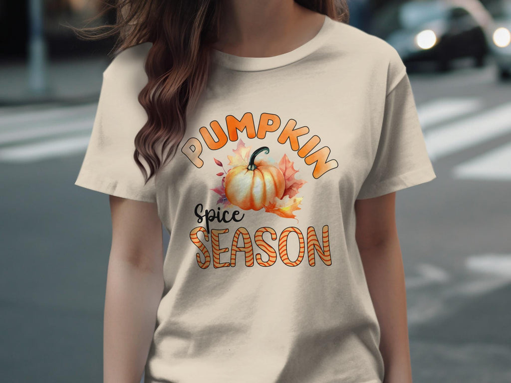Pumpkin Spice Season Tee, Fall Harvest T-shirt, Autumn Graphic Tee, Cozy Pumpkin Shirt, Halloween Themed Shirt, Women&#39;s Fall Top