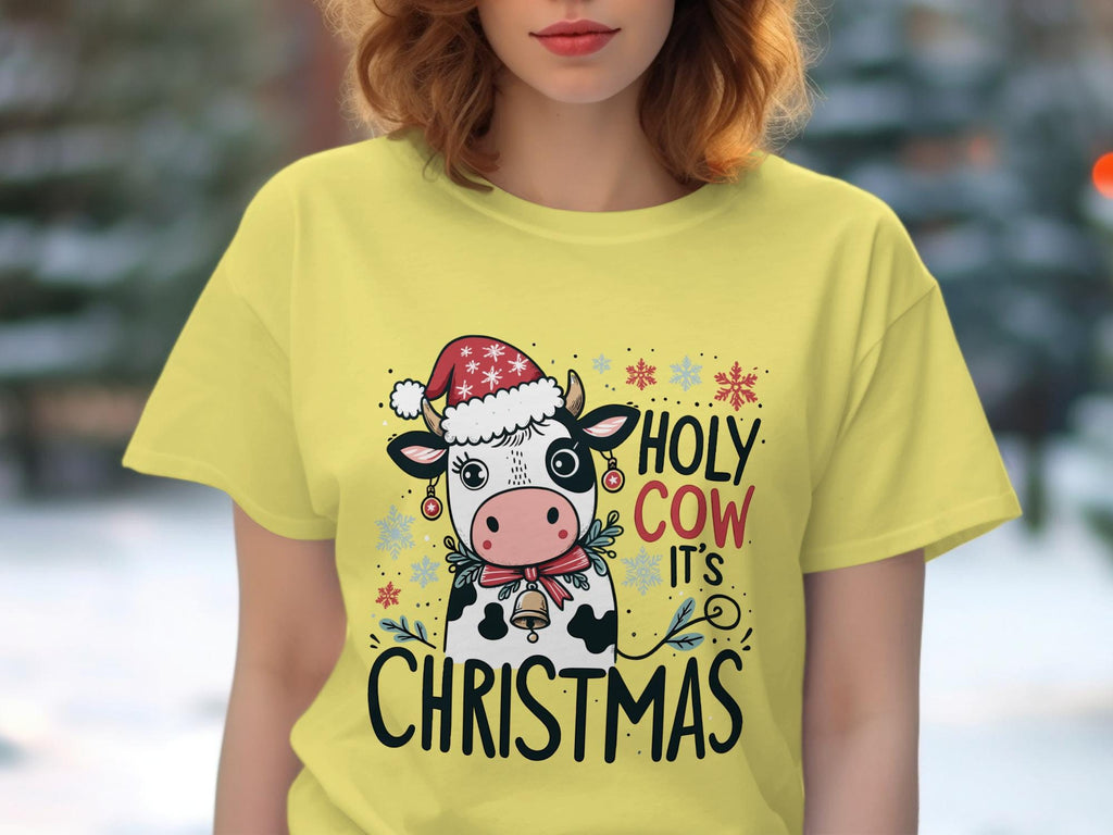 Holy Cow It&#39;s Christmas Shirt, Fun Holiday Cow Tee, Cute Christmas Cow Shirt, Xmas Graphic Tee, Funny Christmas Shirt Gift