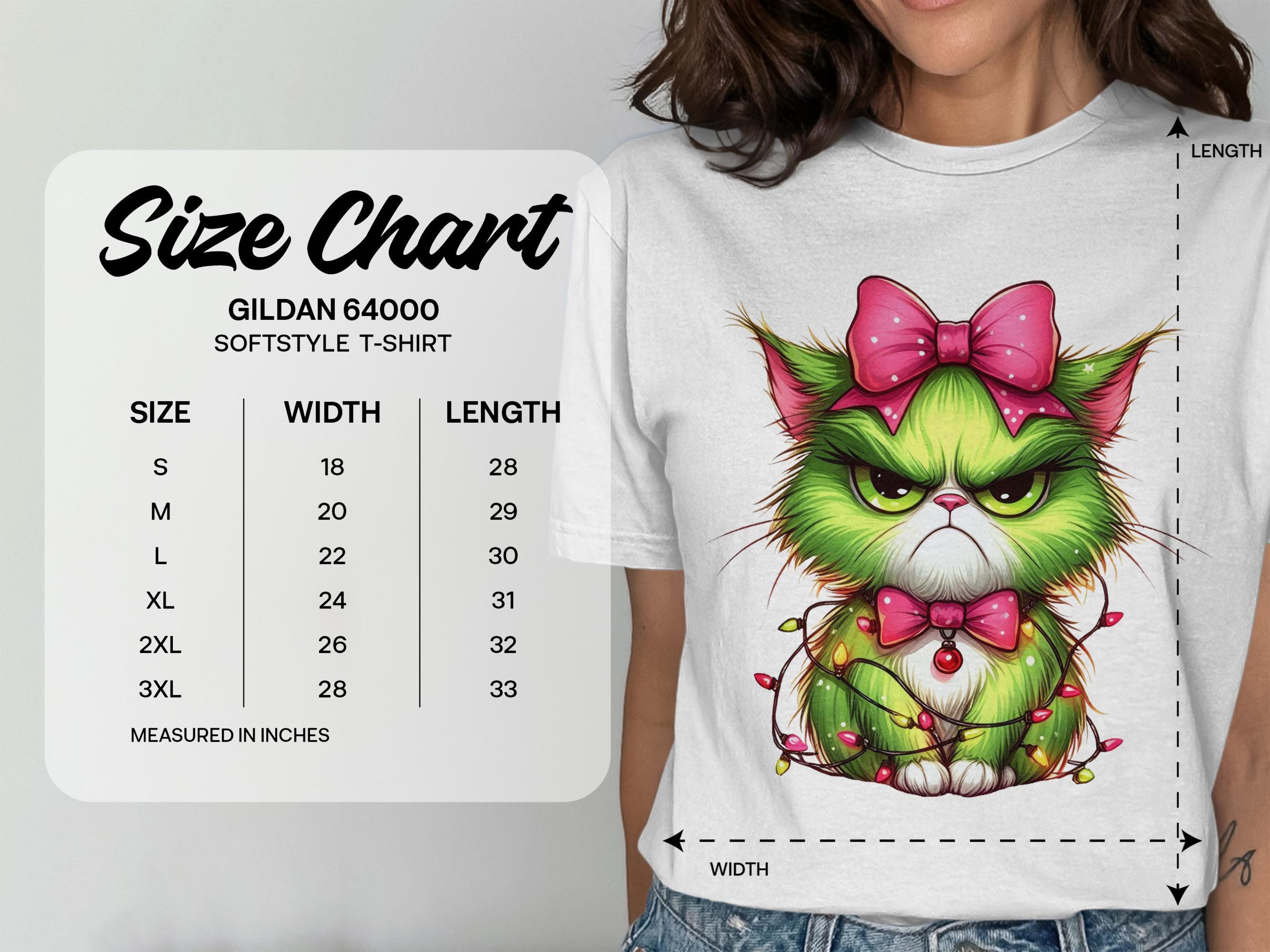 Cute Grumpy Cat with Pink Bow Graphic T-Shirt, Fun Holiday Cat Lover Gift Idea, Unique Cat Design Tee, Adorable Cat Art Shirt