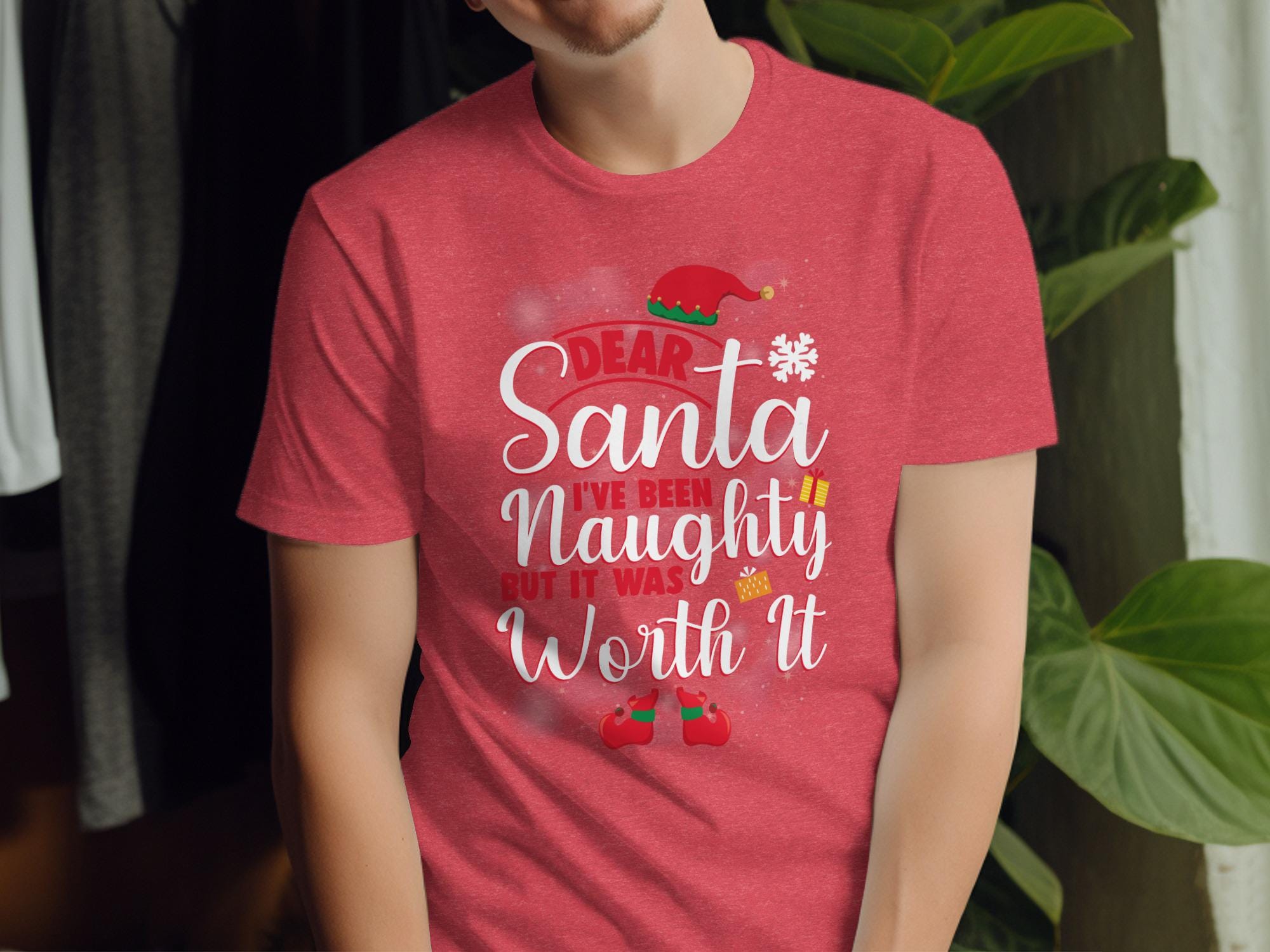 Dear Santa I&#39;ve Been Naughty But It Was Worth It Shirt, Funny Christmas Shirt, Holiday Graphic Tee, Xmas Party Top, Festive T-Shirt