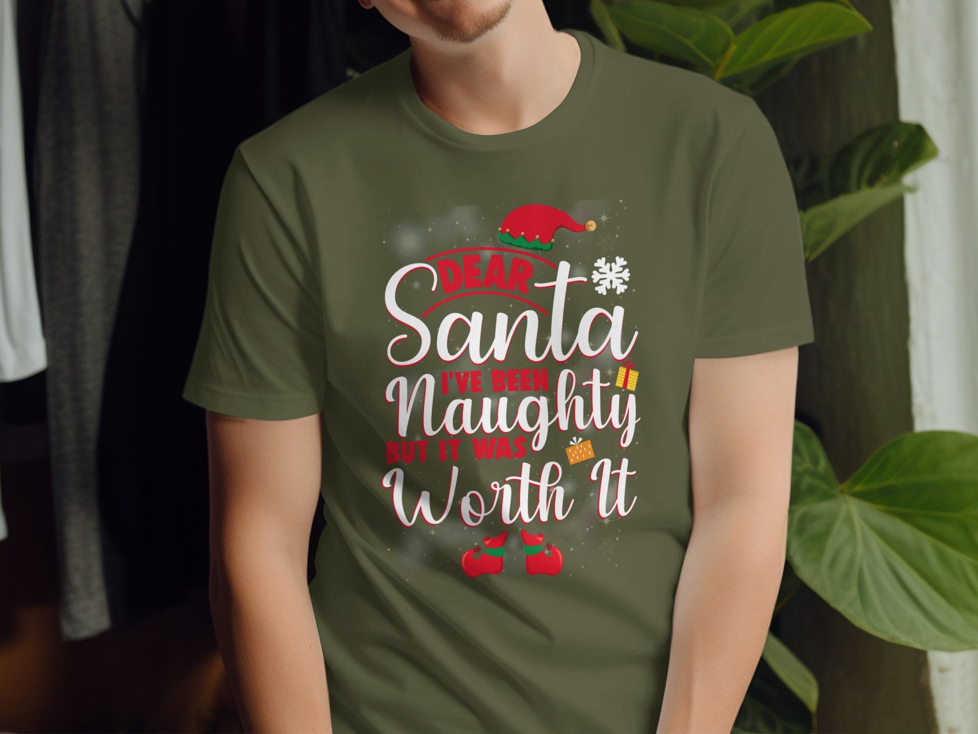 Dear Santa Shirt, Naughty But Worth It Christmas Tee, Funny Holiday Shirt, Festive Graphic Tee, Humorous Xmas Apparel