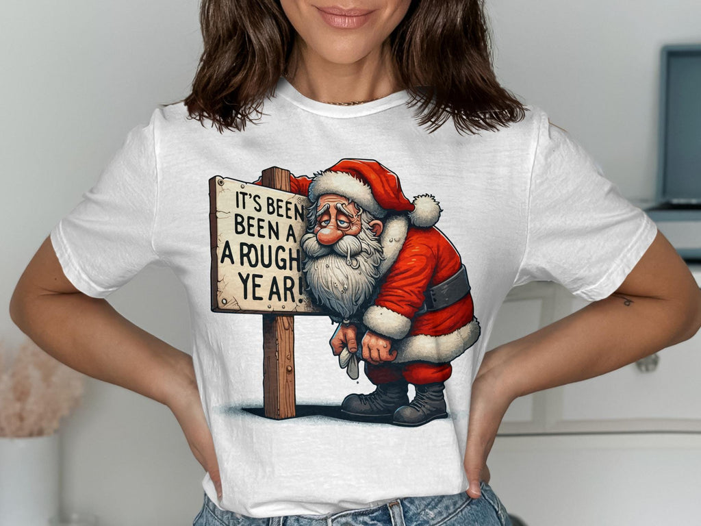 Funny Santa Claus Christmas Shirt, It&#39;s Been A Rough Year T-Shirt, Holiday Graphic Tee, Humorous Festive Apparel, Gift Idea