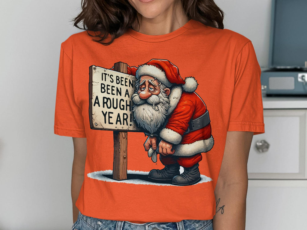 Christmas Santa T-Shirt, Funny Holiday Shirt, It&#39;s Been a Rough Year Santa Tee, Cute Santa Claus Graphic Top, Christmas Gift Idea