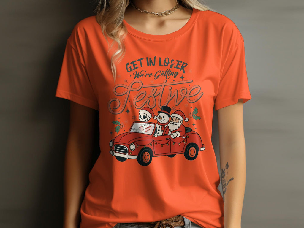 Festive Graphic Tee, Get in Loser Christmas T-Shirt, Holiday Shirt, Funny Holiday Apparel, Casual Christmas Outfit, Unisex Festive Top
