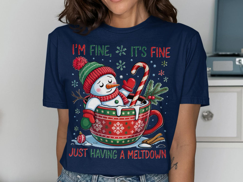 Funny Christmas Snowman Shirt, I&#39;m Fine It&#39;s Fine, Just Having a Meltdown Shirt, Cute Holiday Tee, Winter Graphic Shirt