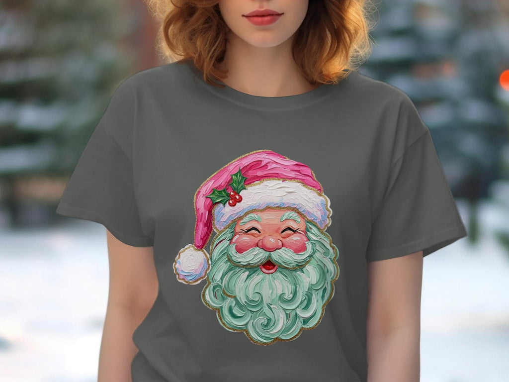 Santa Claus face graphic t-shirt, Christmas holiday tee, Santa Claus shirt, festive Christmas gift, holiday graphic tee