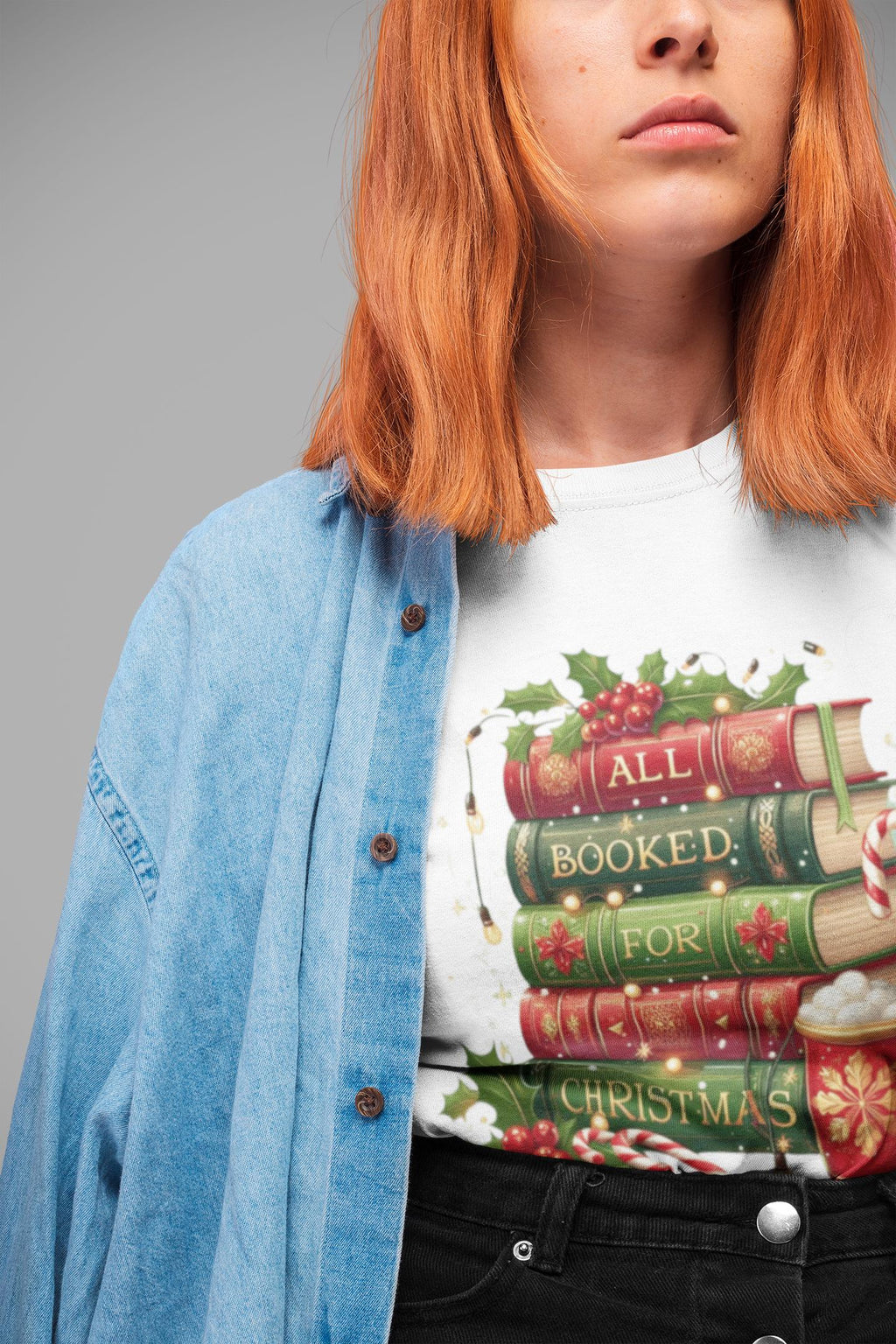 All Booked For Christmas T-Shirt, Festive Reader Tee