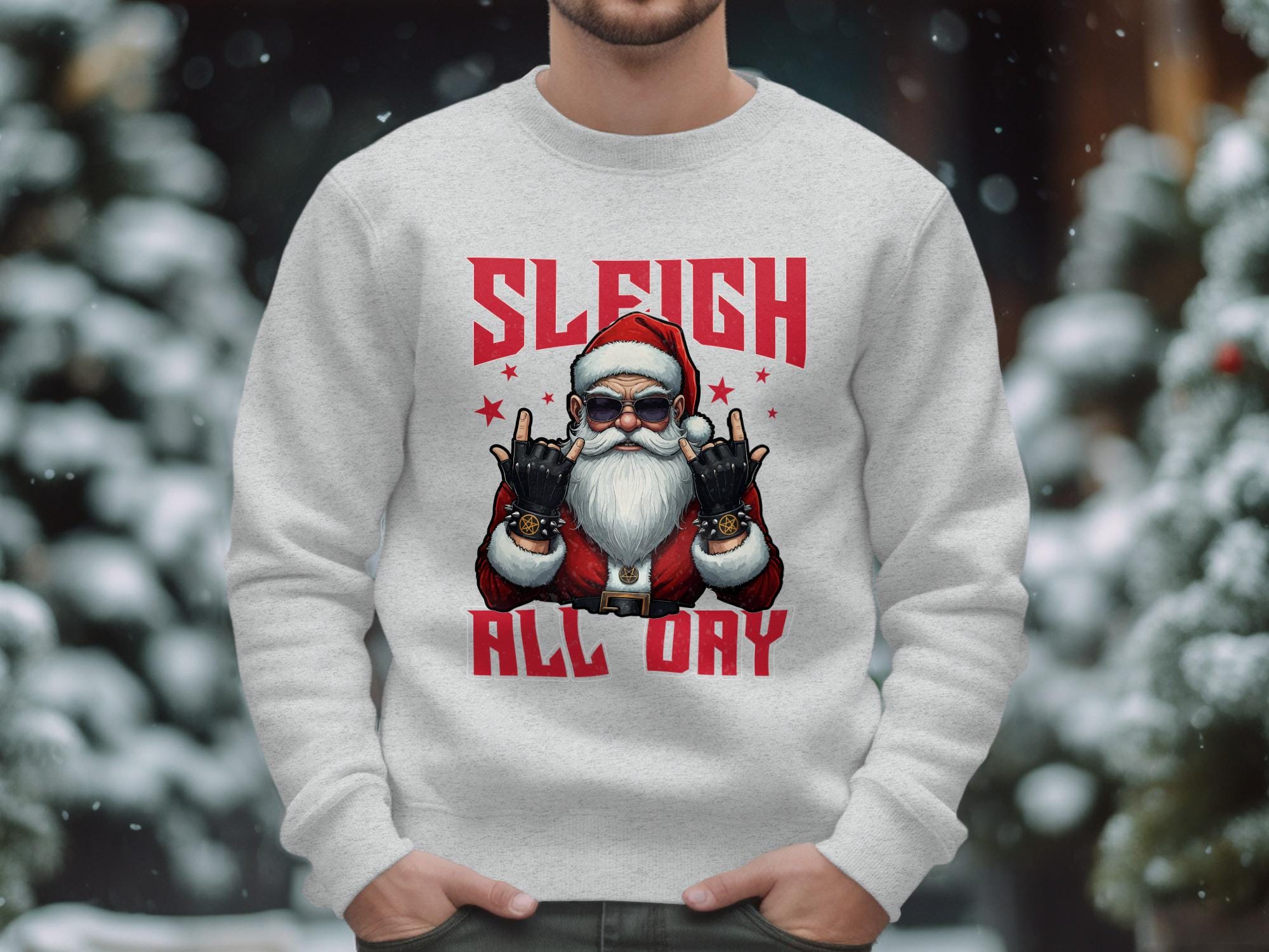 Santa Sleigh All Day Sweatshirt, Christmas Funny Shirt, Holiday Santa Graphic Sweatshirt, Xmas Celebration Top, Winter Holiday Wear