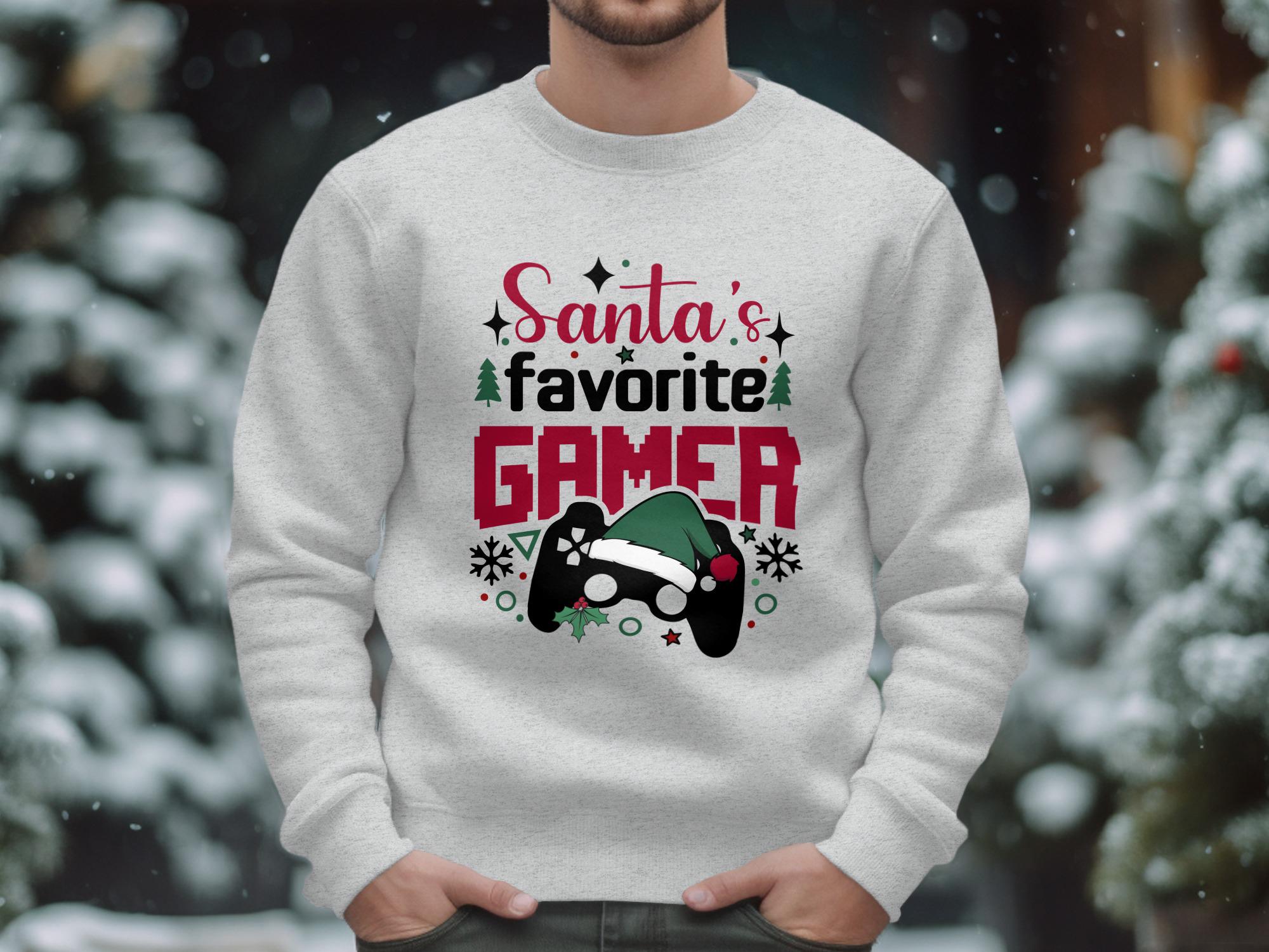 Santa&#39;s Favorite Gamer Shirt, Christmas Gaming Sweater, Holiday Gamer Gift, Funny Xmas Shirt, Video Game Lover Gift, Holiday Sweatshirt