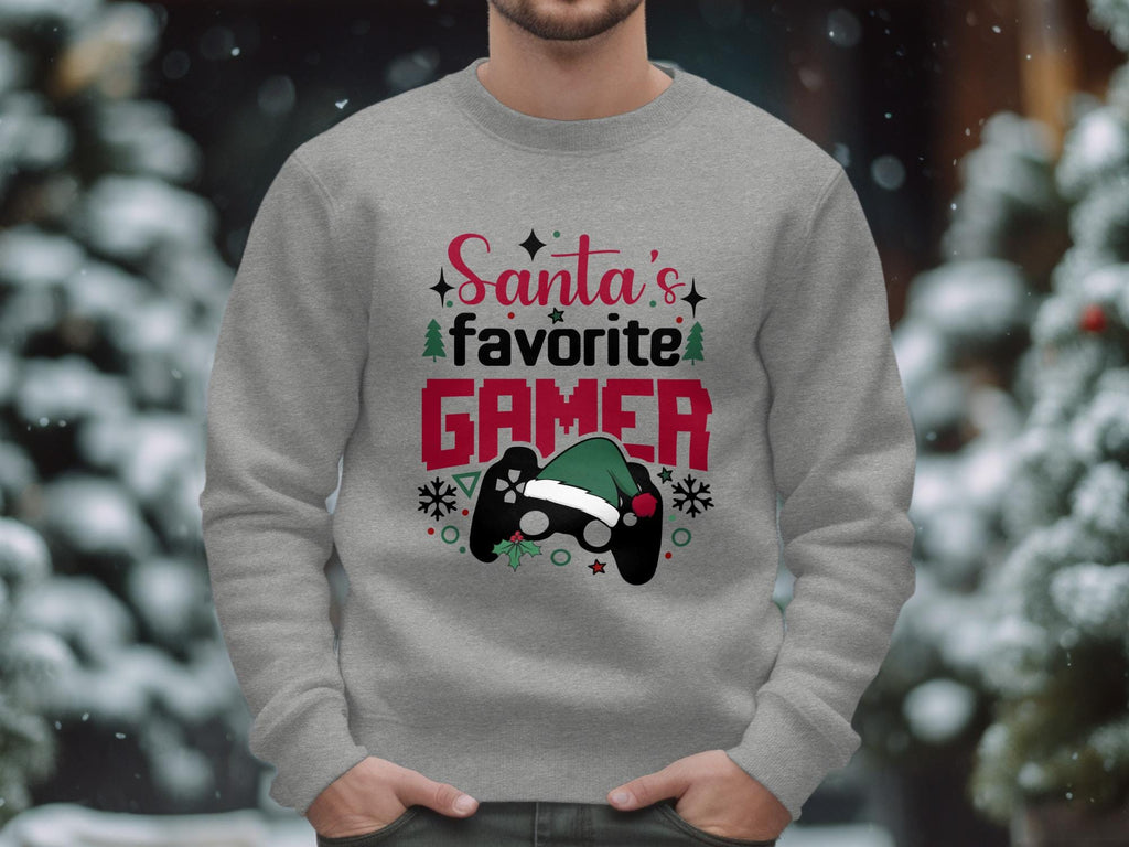 Santas Favorite Gamer Sweatshirt, Christmas Gaming Crewneck, Holiday Gamer Gift, Festive Video Game Sweater for Gamers