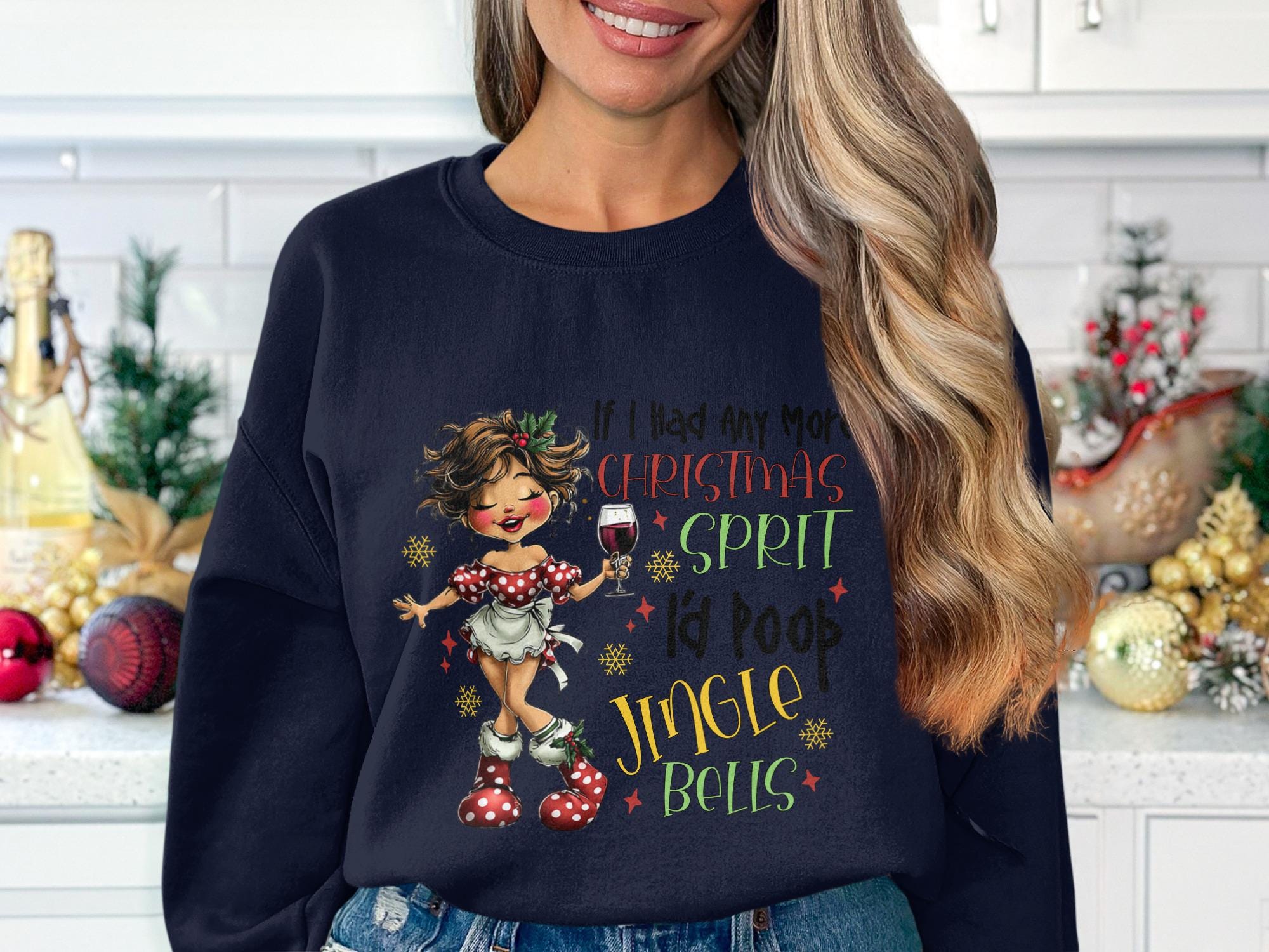 Christmas Spirit Sweatshirt, Christmas Holiday Pullover, Festive Christmas Sweater, Funny Xmas Shirt, Holiday Graphic Sweatshirt