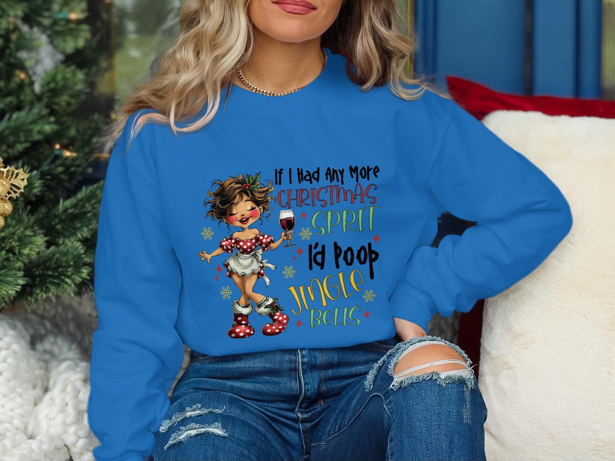 Christmas Spirit Sweatshirt, Funny Christmas Sweater, Humorous Holiday Jumper, Festive Graphic Pullover, Cozy Winter Apparel