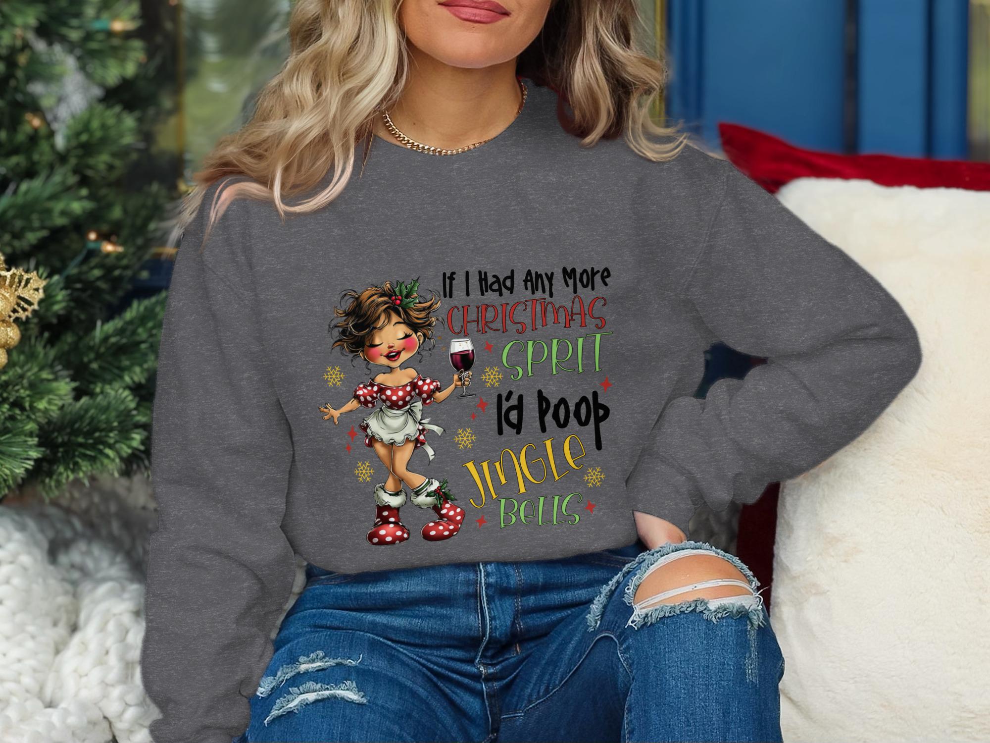 Christmas Spirit Sweatshirt, Funny Holiday Sweater, Festive Christmas Clothes, Graphic Winter Shirt, Casual Christmas Apparel