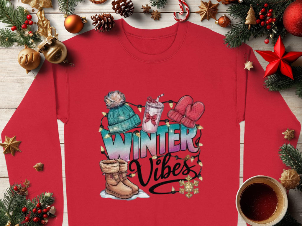Winter Vibes Shirt, Festive Holiday Apparel, Cozy Winter Clothing, Christmas Graphic Tee, Seasonal Outfit, Holiday Spirit Top