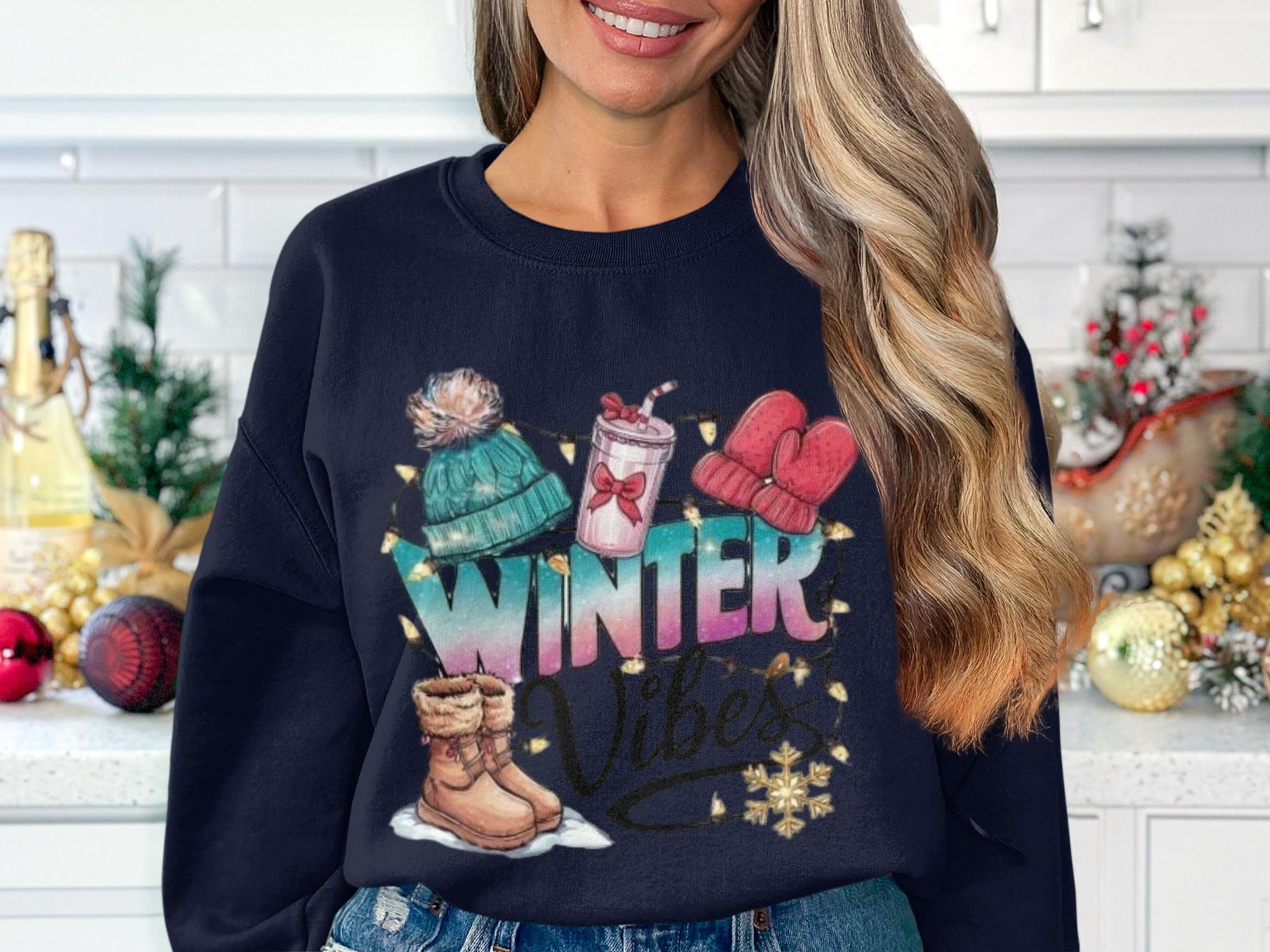 Winter Vibes Sweatshirt, Cute Winter Clothing, Cozy Winter Wardrobe, Warm and Stylish Winter Top, Festive Winter Apparel