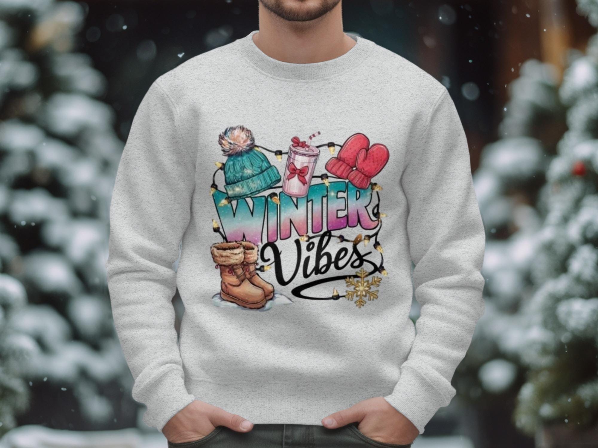 Winter Vibes Sweatshirt, Cozy Holiday Sweater, Warm Winter Apparel, Festival Season Clothing, Christmas Gift Idea