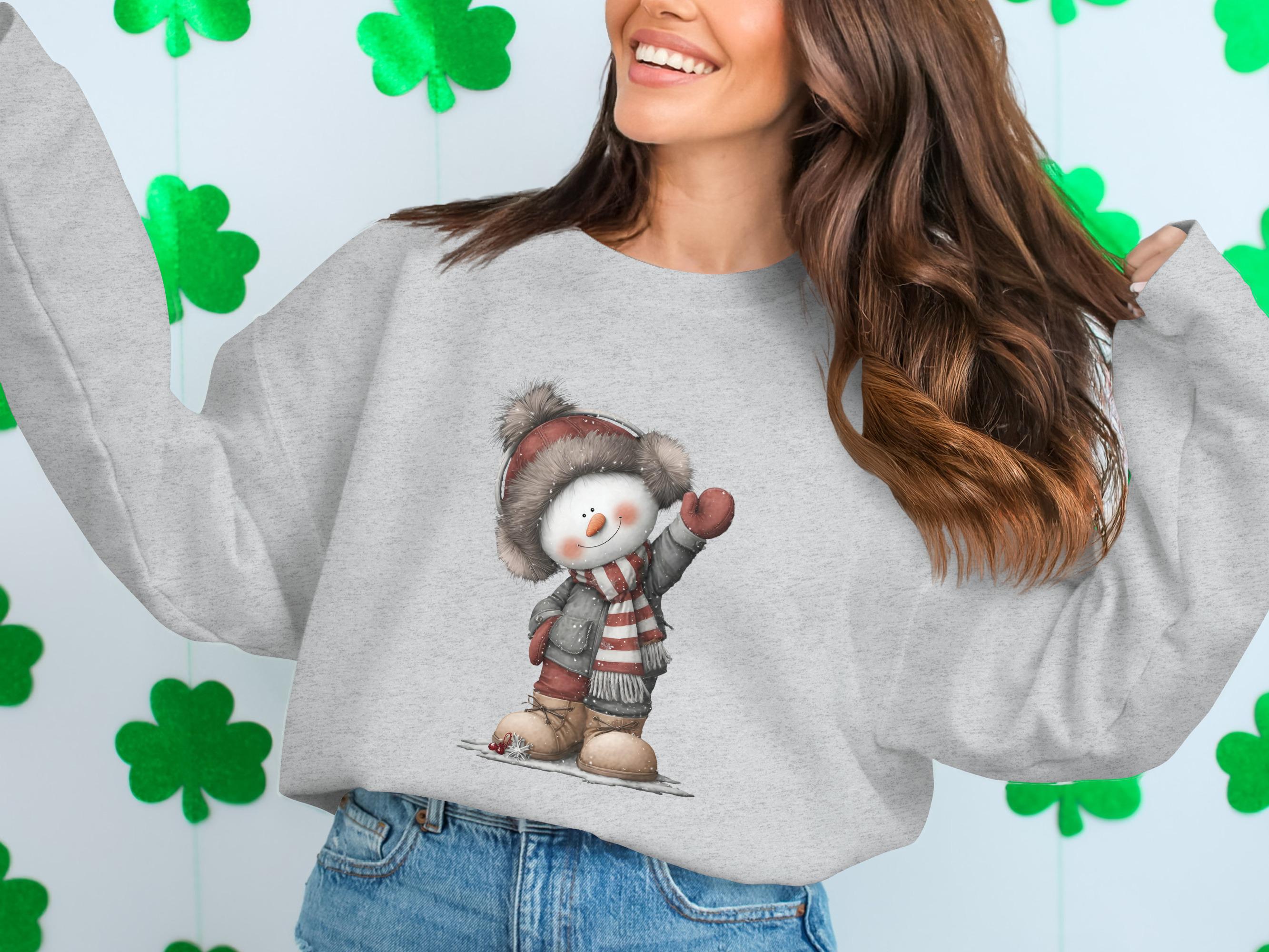Cute Snowman Sweatshirt, Winter Snowman Pullover, Christmas Snowman Top, Festive Snowman Sweater, Holiday Snowman Shirt, Cozy Snowman