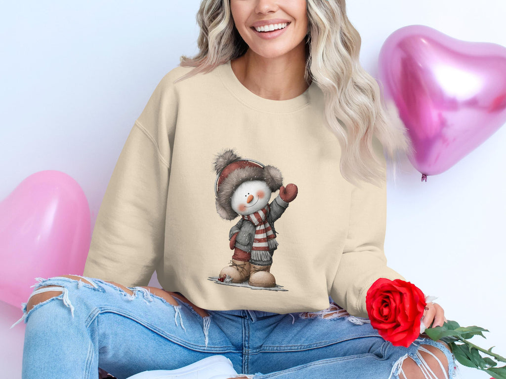 Cute Snowman Sweatshirt, Winter Holiday Apparel, Cozy Snowman Jumper, Christmas Snowman Crewneck, Festive Snowman Pullover