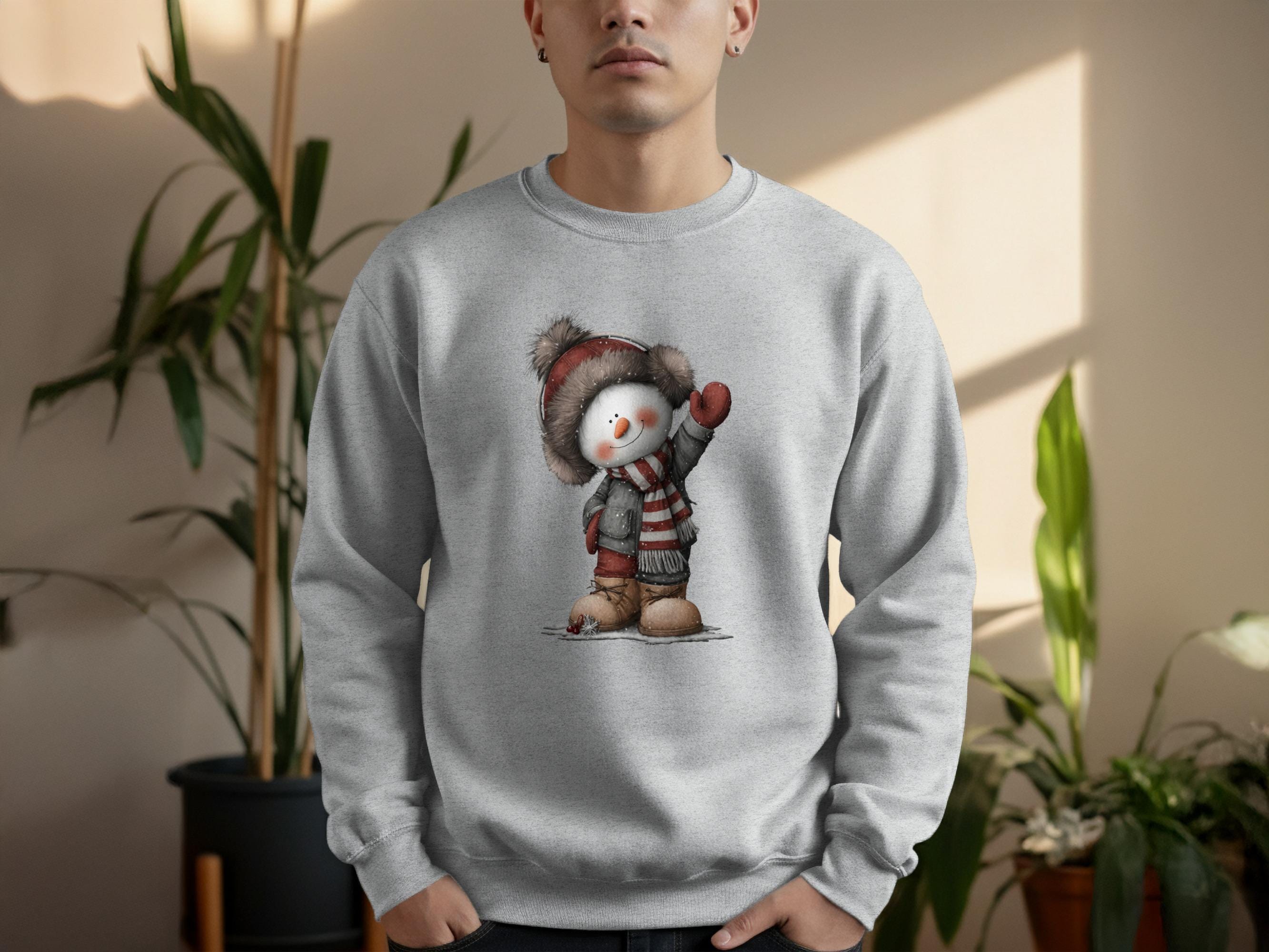 Snowman Graphic Sweatshirt, Cozy Winter Pullover, Cute Snowman Sweater, Warm Holiday Apparel, Festive Christmas Clothing, Unisex Jumper