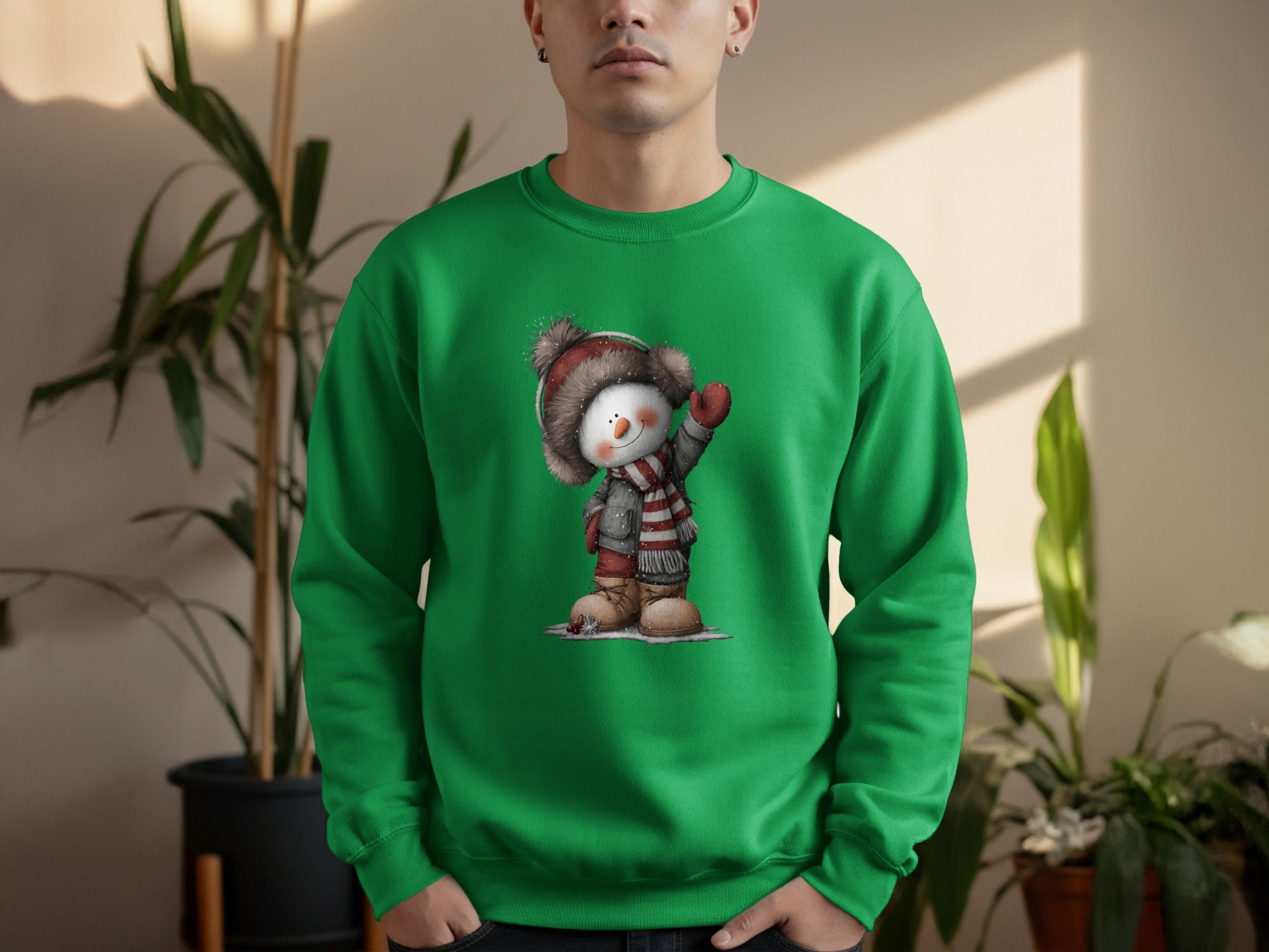 Cute Snowman Christmas Sweatshirt, Festive Winter Apparel, Holiday Season Clothing, Cozy Snowman Print, Christmas Party Outfit